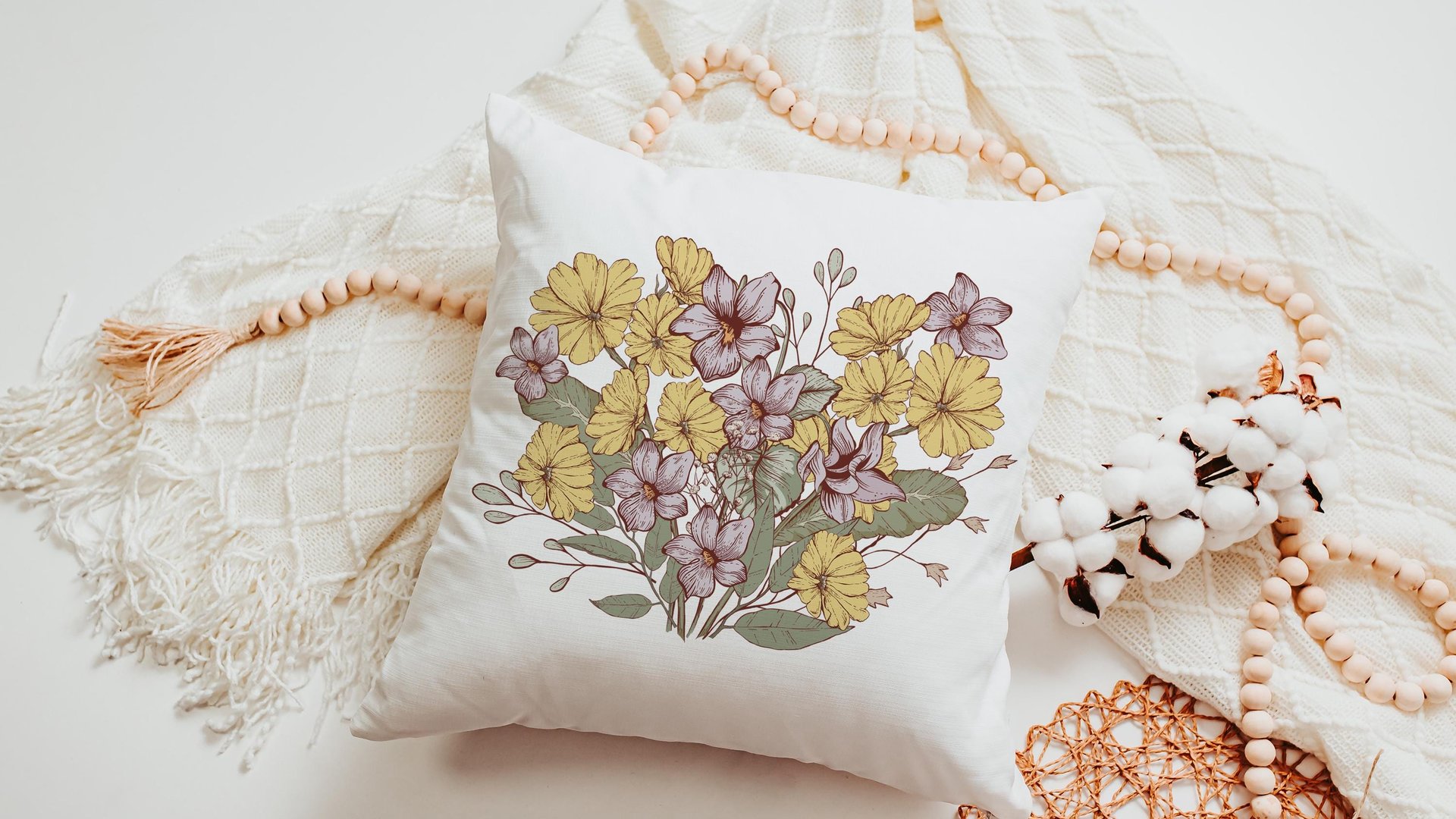 purple violet throw pillow for couch floral decorative pillows for sofa, February birthday kitchen towels, February birth flower gifts for