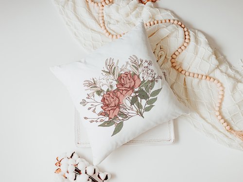June Cottage Rose Birth Flower Pillow or Towel