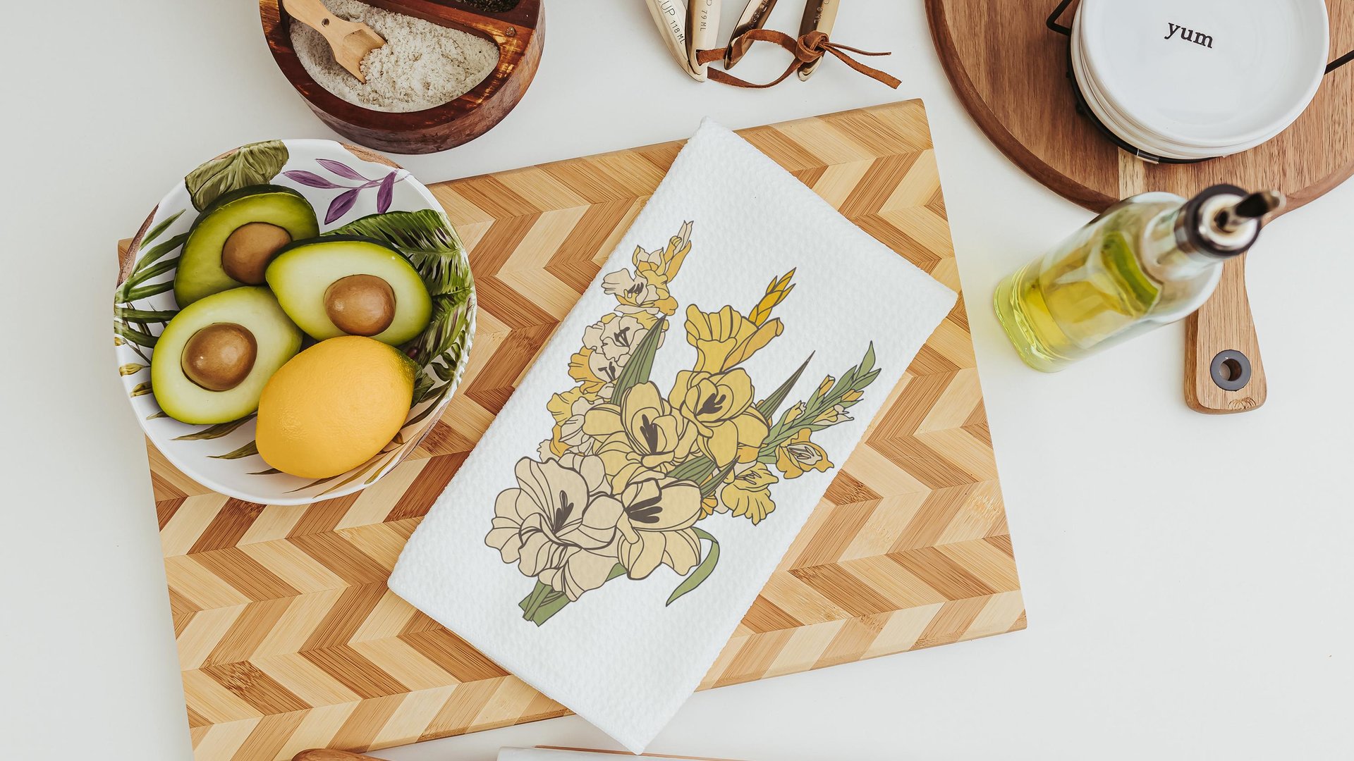 gladiolus flower throw pillow for bed, August birth month flower gifts for her, August birthday gifts for friend, yellow gladiolus kitchen