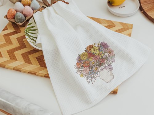 Muted Floral Bouquet Kitchen Towel