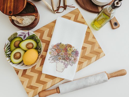 Muted Floral Bouquet Kitchen Towel