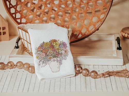 Muted Floral Bouquet Kitchen Towel