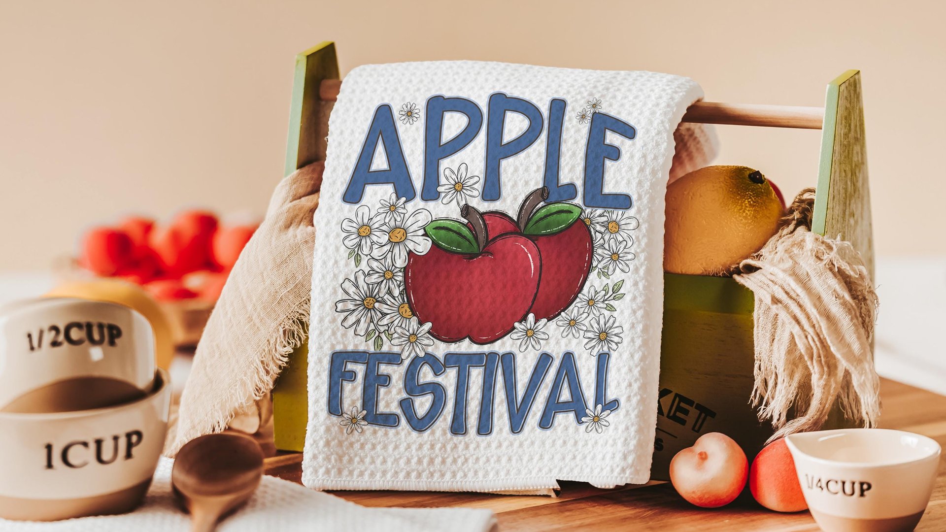 apple festival red apple kitchen towels for mom, apple kitchen decor, cute hand towels guest bath accessories, fall kitchen dish towels
