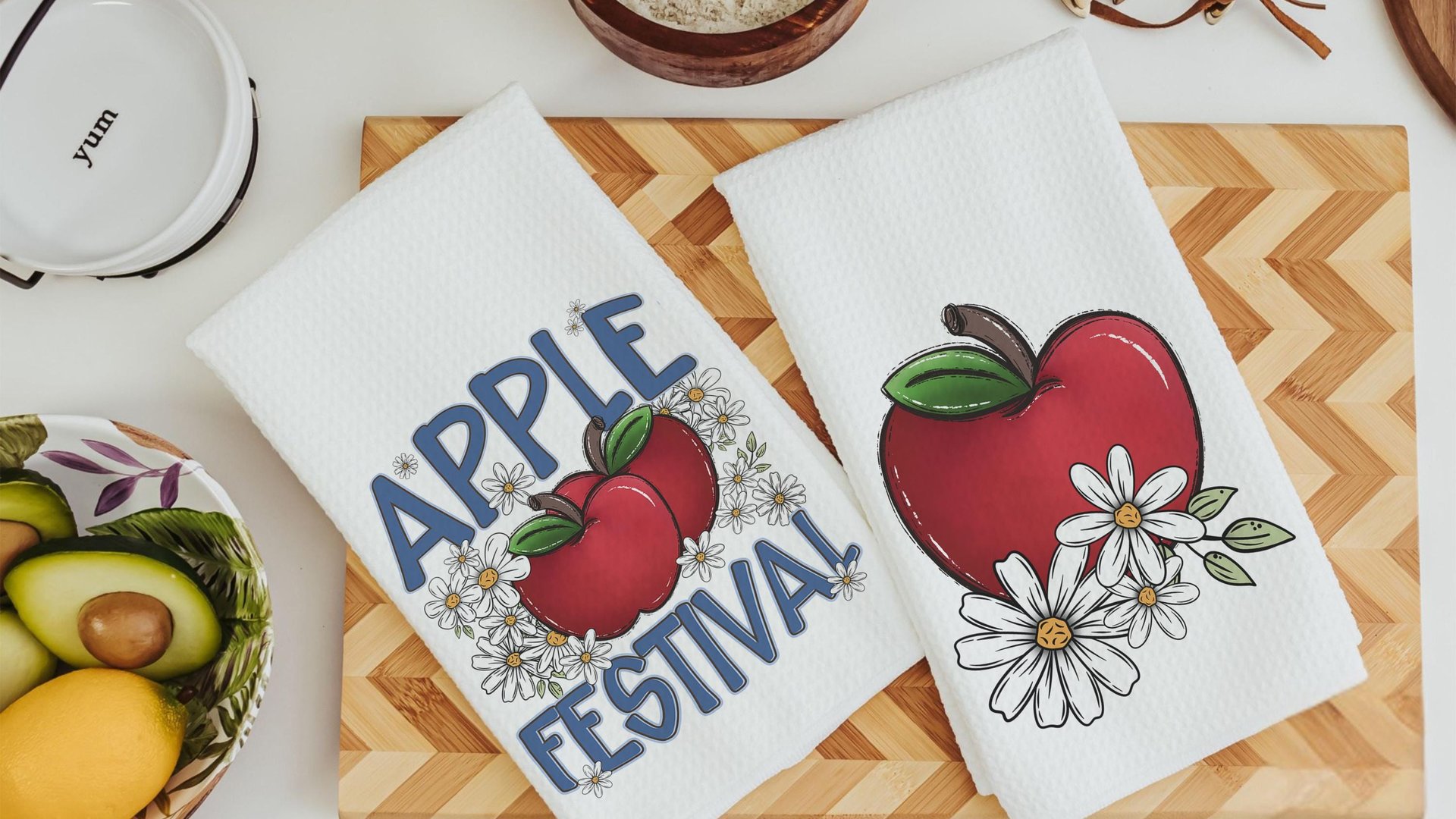 apple festival red apple kitchen towels for mom, apple kitchen decor, cute hand towels guest bath accessories, fall kitchen dish towels