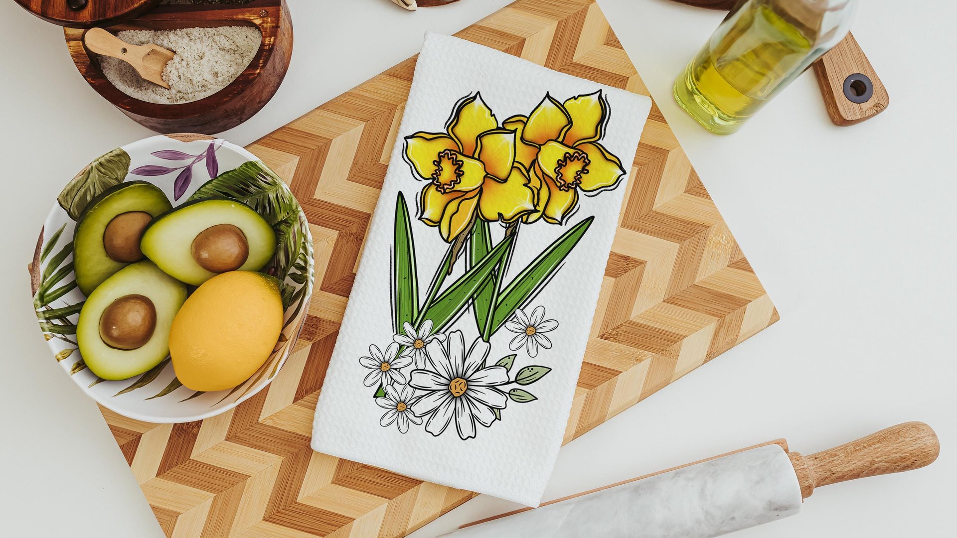 daffodil festival daffodil kitchen towels for summer hand towels for bathroom, floral kitchen decor, Nantucket gifts, gardener gifts for