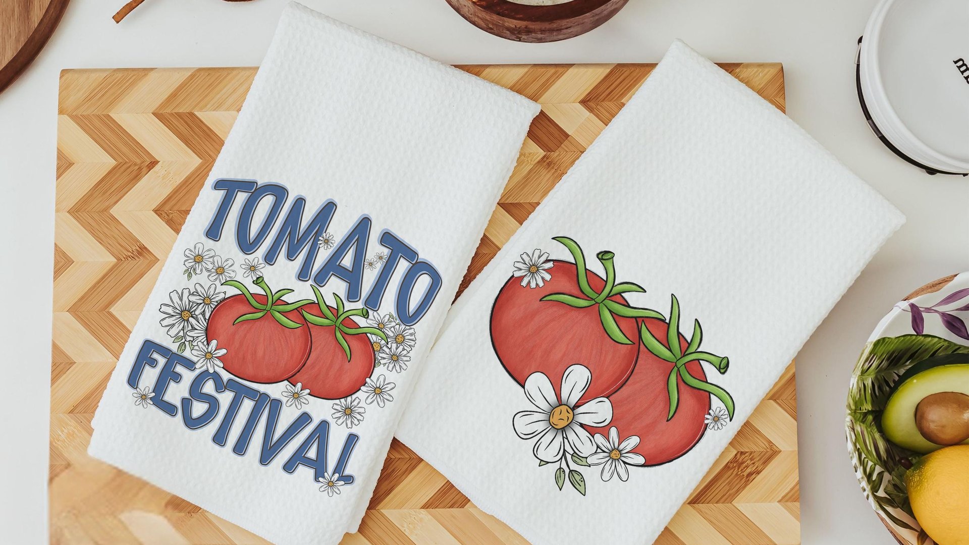 tomato festival tomato kitchen towels for mom, gardening gifts for women, tomato girl summer kitchen decor, cute hand towels guest bath