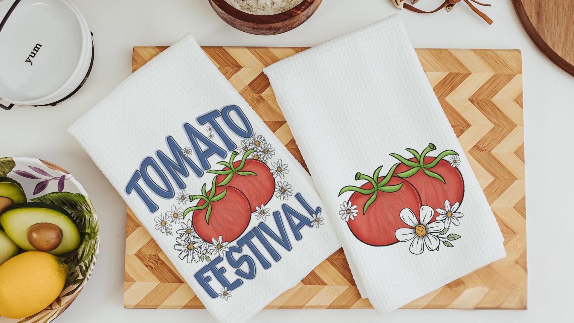 tomato festival tomato kitchen towels for mom, gardening gifts for women, tomato girl summer kitchen decor, cute hand towels guest bath