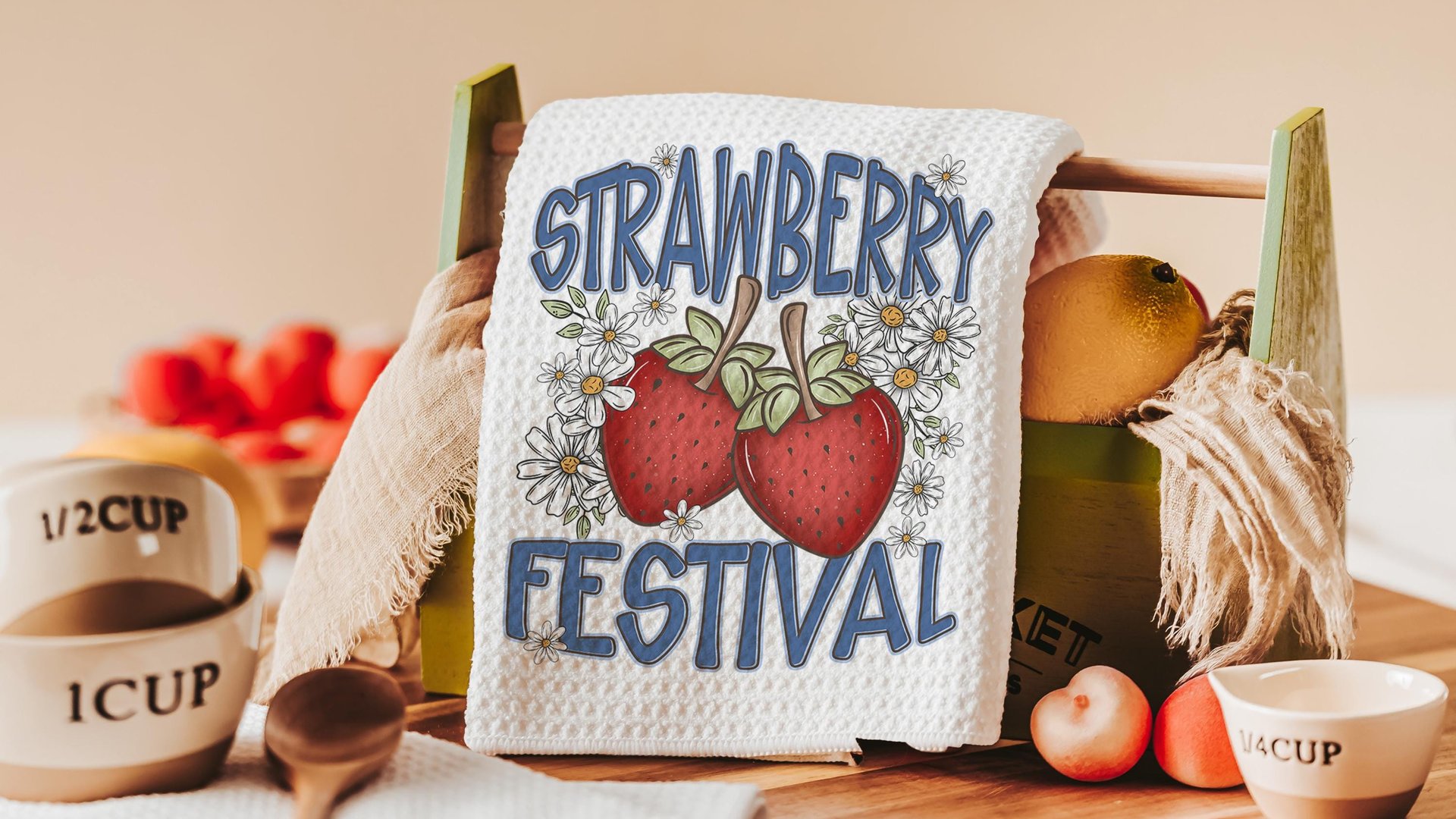 strawberry kitchen towel for mom, berry good time strawberry festival summer vibes fruit kitchen decor, cute hand towels for bathroom, best