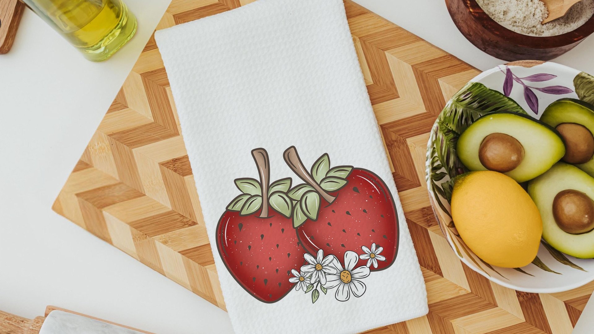 strawberry kitchen towel for mom, berry good time strawberry festival summer vibes fruit kitchen decor, cute hand towels for bathroom, best