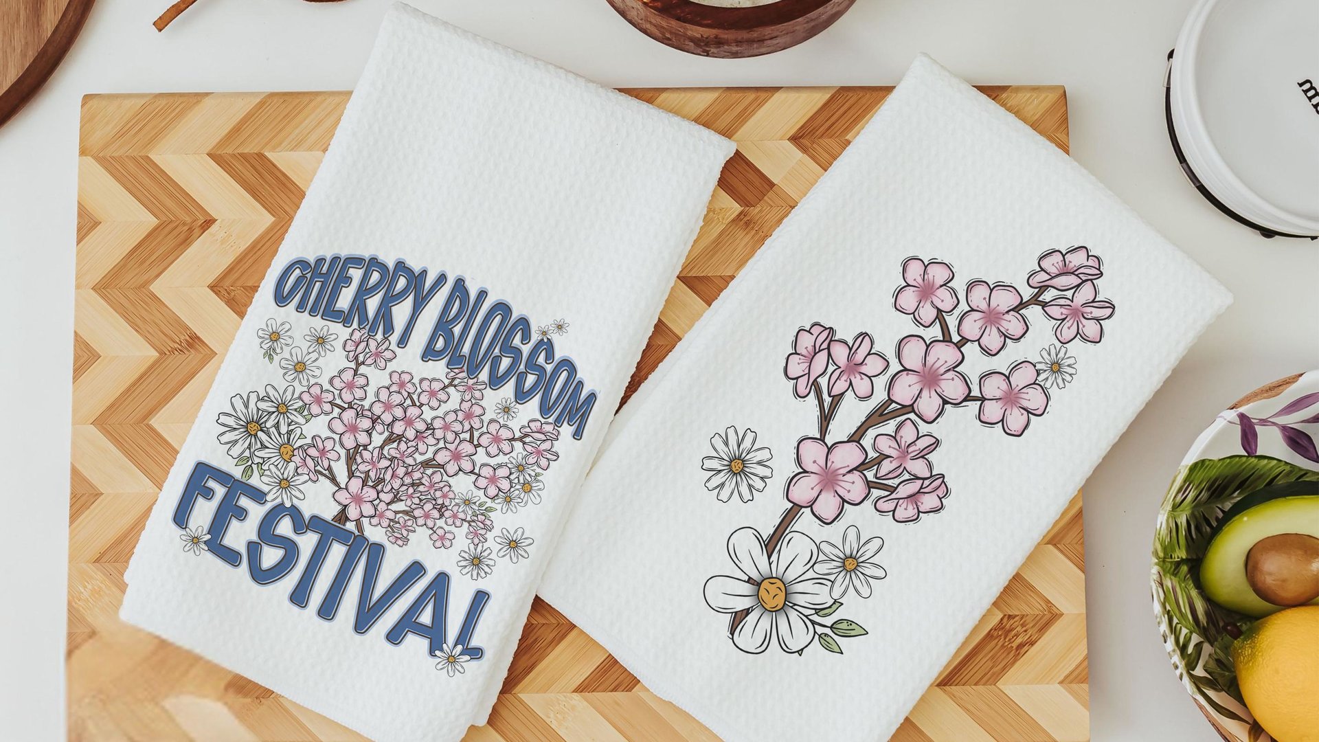 cherry blossom festival Sakura kitchen towels for summer hand towels for bathroom, Japanese aesthetic floral kitchen decor, Washington DC