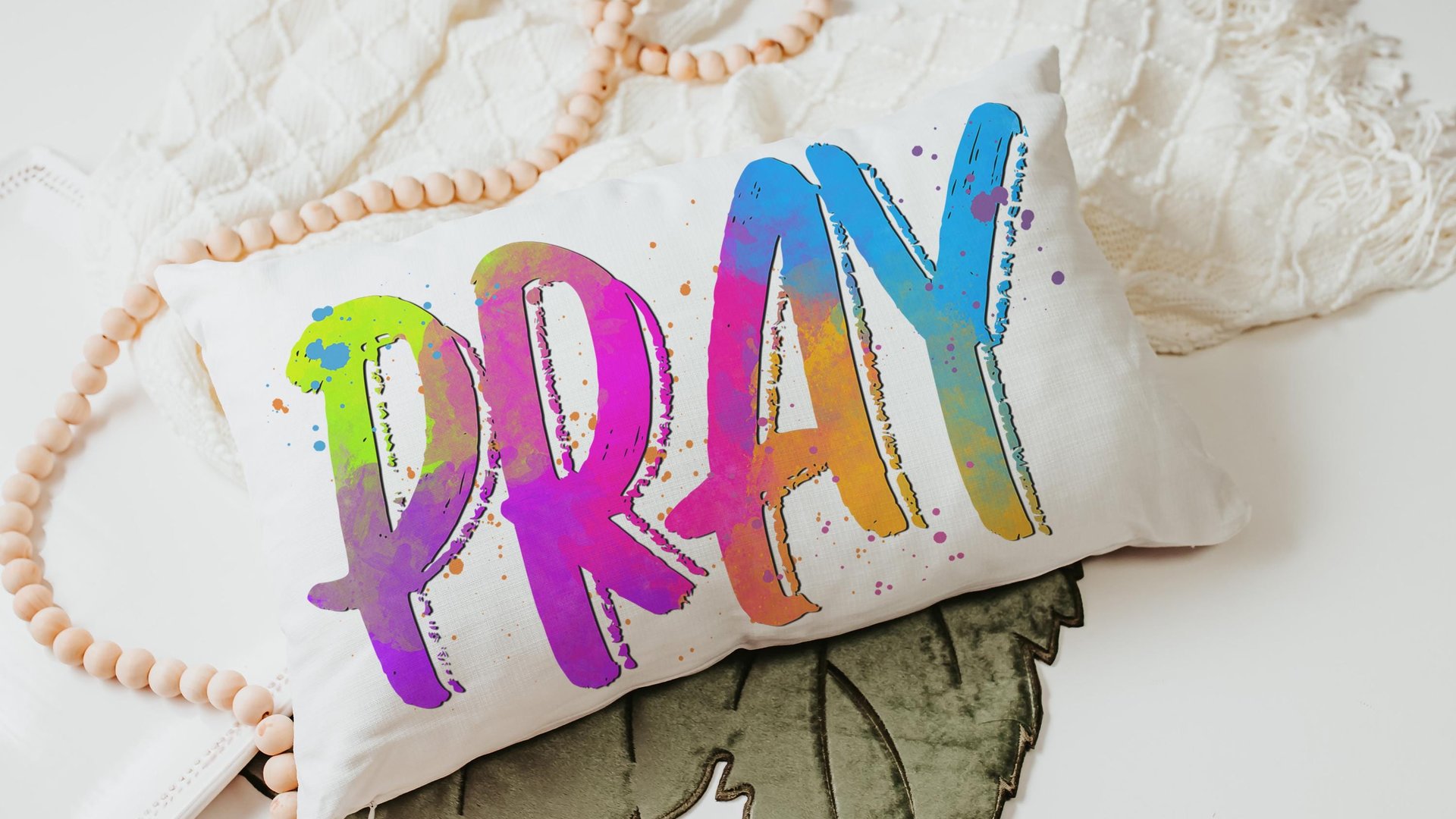 pray pillow for chair, neon decor, trendy decorative throw pillows best sellers, bright Christian lumbar pillow for bed, prayer warrior gift