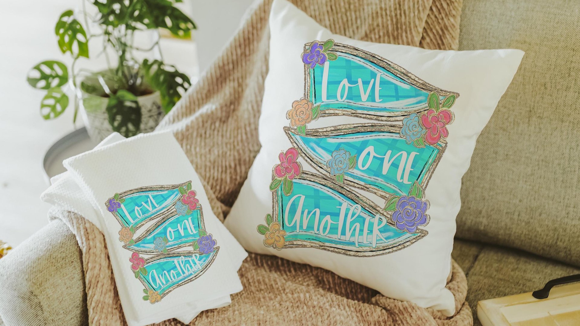 love one another scripture throw pillow for chair, John 13:34 Bible verse kitchen decor, Christian gifts for women home decor, faith kitchen
