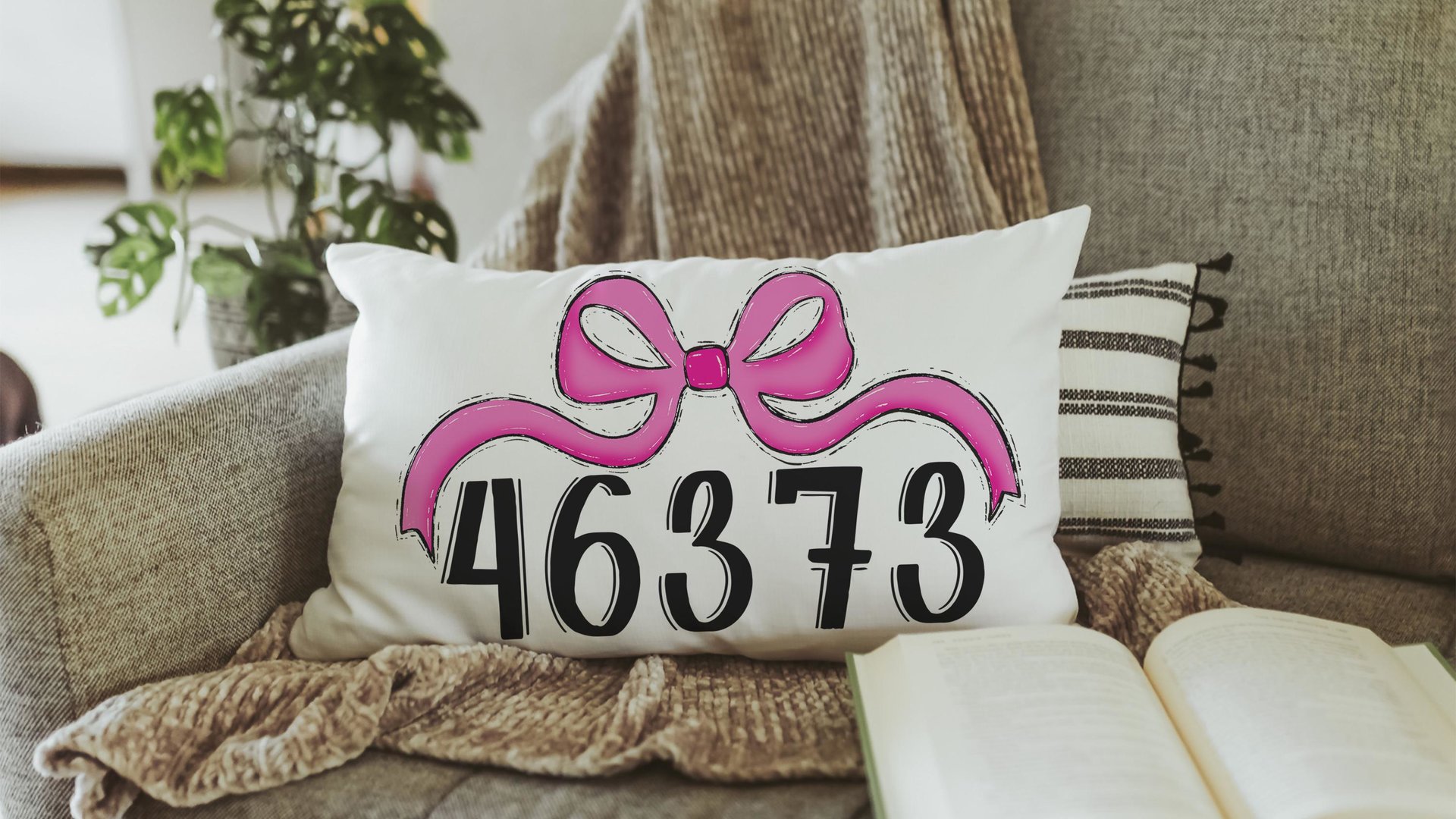 personalized black and white checkered coquette throw pillow for dorm, college gifts for her, custom zip code pillow, college dorm decor for