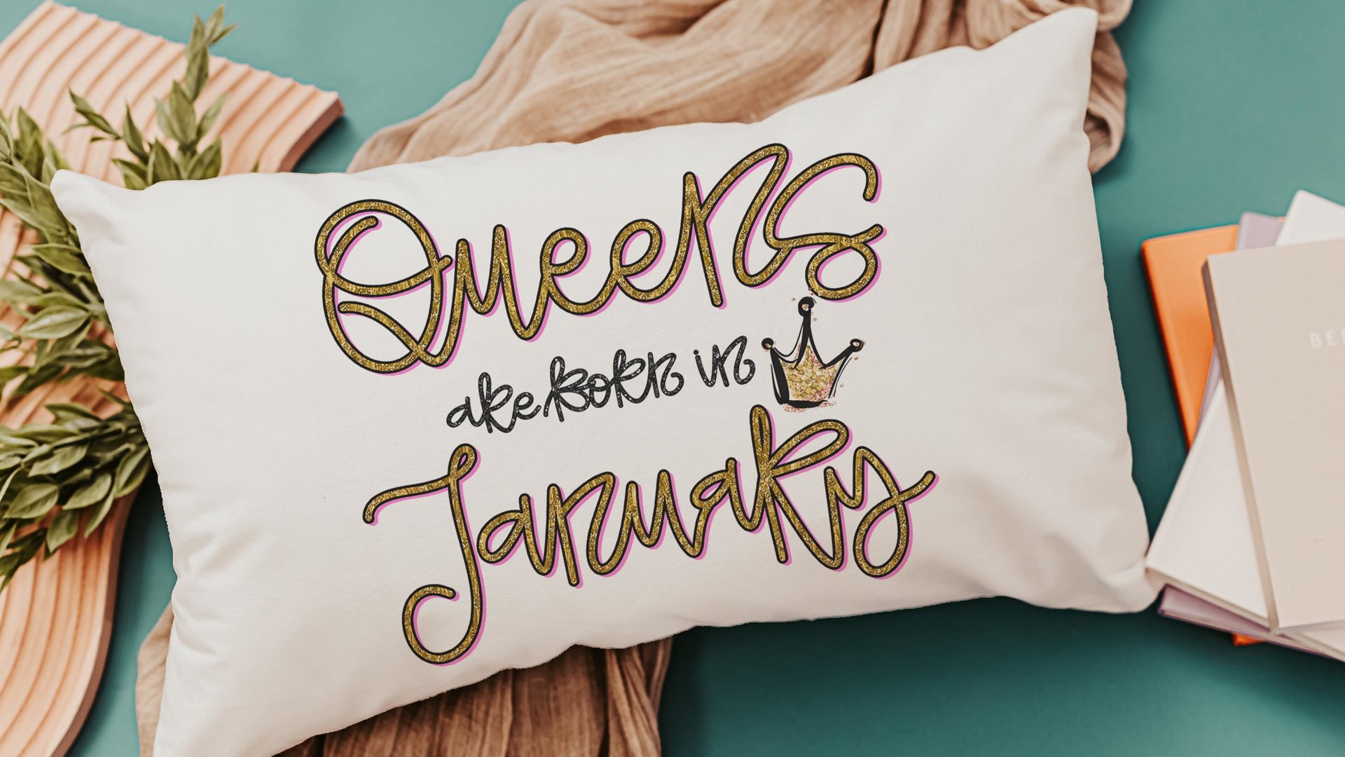 queens are born in January lumbar pillow for bed, January birthday gifts for sisters, college dorm decor for girls, fun throw pillows for
