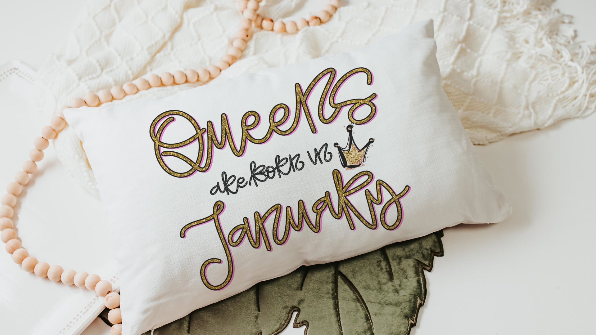 queens are born in January lumbar pillow for bed, January birthday gifts for sisters, college dorm decor for girls, fun throw pillows for