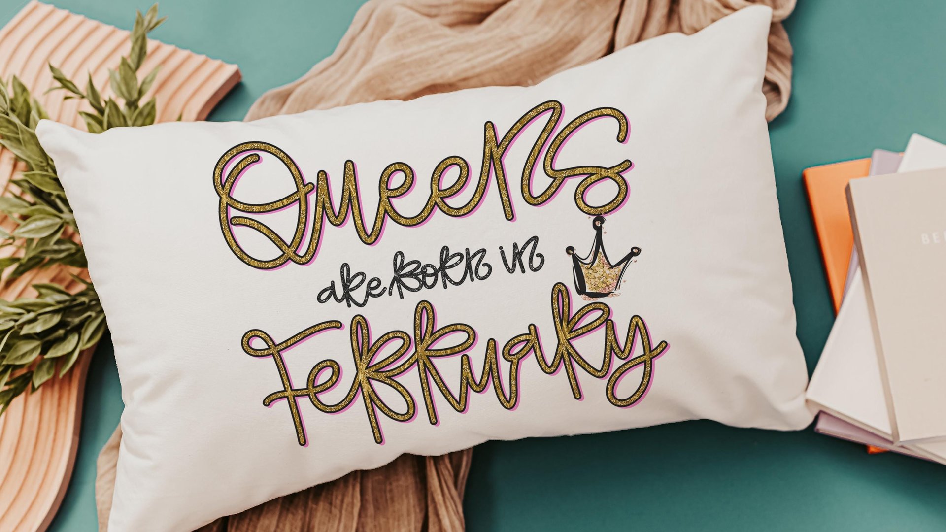 queens are born in February lumbar pillow for women, February birthday gifts for best friend, college dorm accessories for girls, fun throw