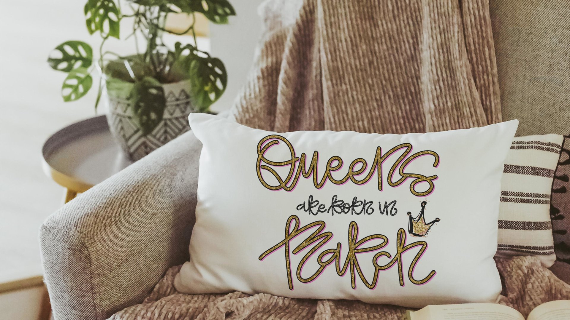 queens are born in March sassy throw pillows for bed, fun lumbar pillow cover 12x20, March birthday gifts for girls, college gifts for best