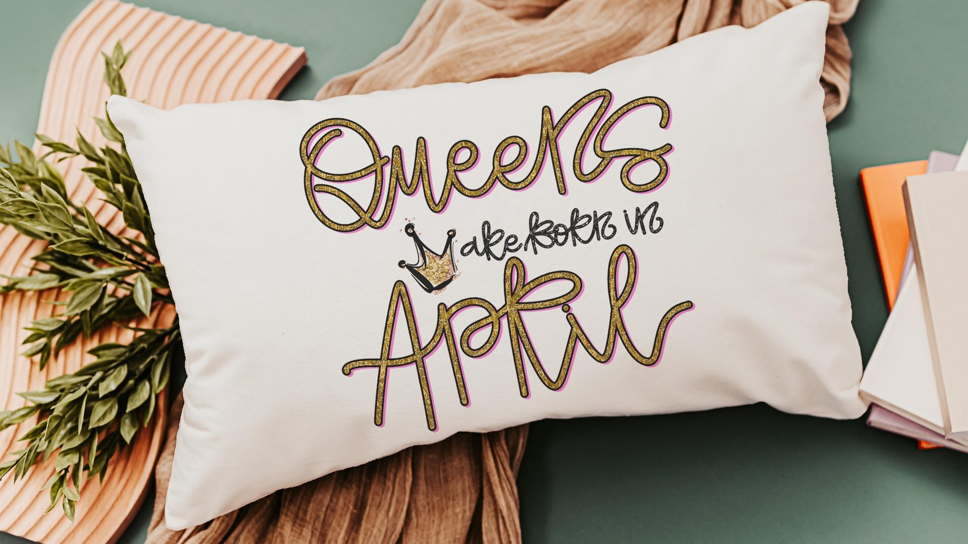 queens are born in April fun throw pillows for bed, cute lumbar pillow for living room, April birthday gifts for sister, college gifts for