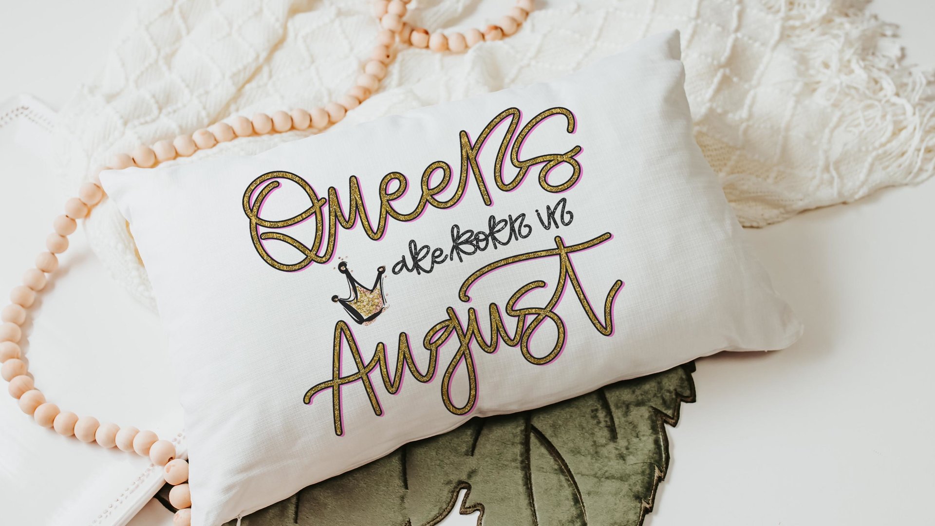 queens are born in August fun throw pillows for dorm, cute lumbar pillow for bed, August birthday gifts for her, Leo gifts women, bff gifts