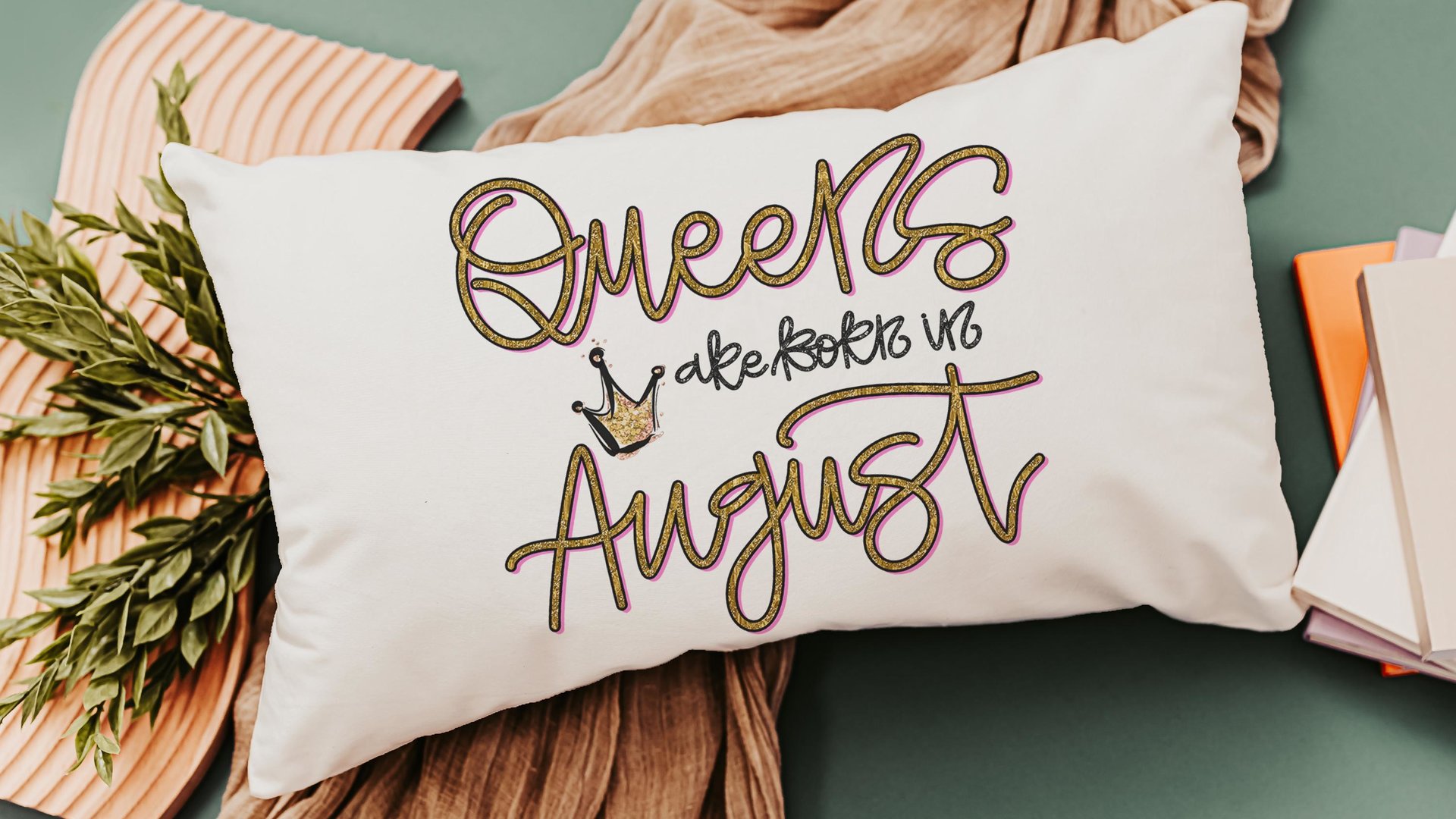 queens are born in August fun throw pillows for dorm, cute lumbar pillow for bed, August birthday gifts for her, Leo gifts women, bff gifts