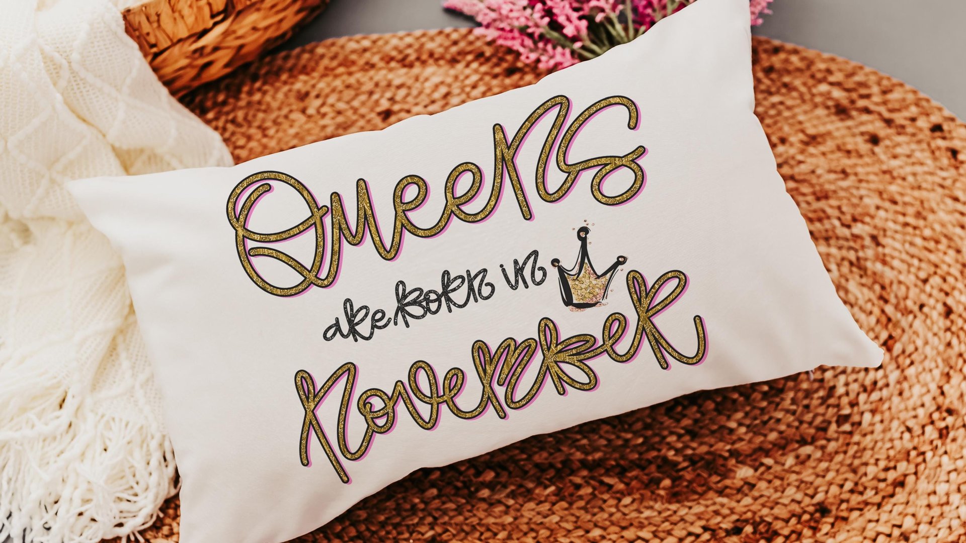 queens are born in November whimsical throw pillows for bed, quirky lumbar pillow for recliner, November birthday gifts for her, Scorpio