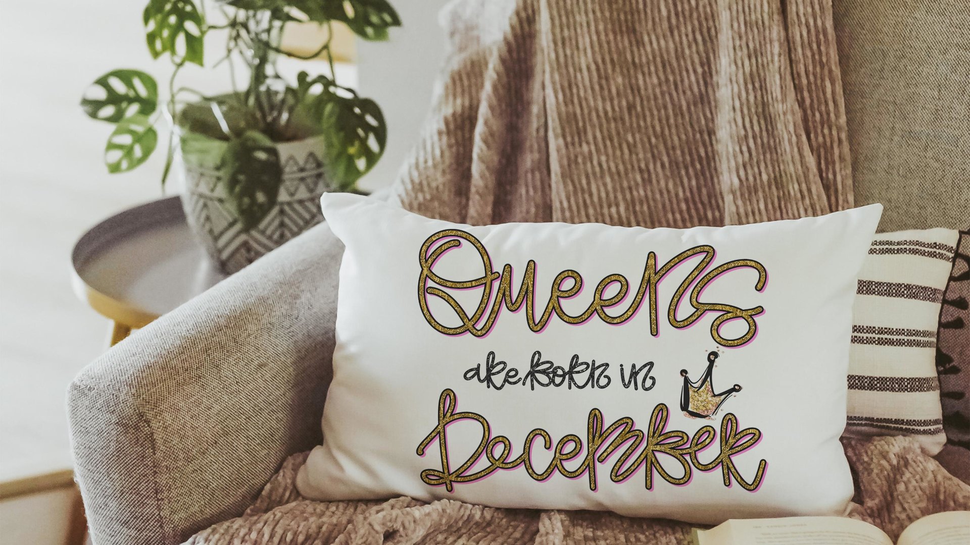 queens are born in December fun throw pillows for bed, cute lumbar pillow for living room, December birthday gifts for women, Sagittarius