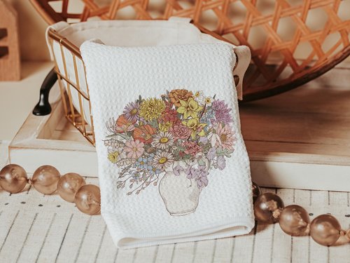 Muted Floral Bouquet Kitchen Towel