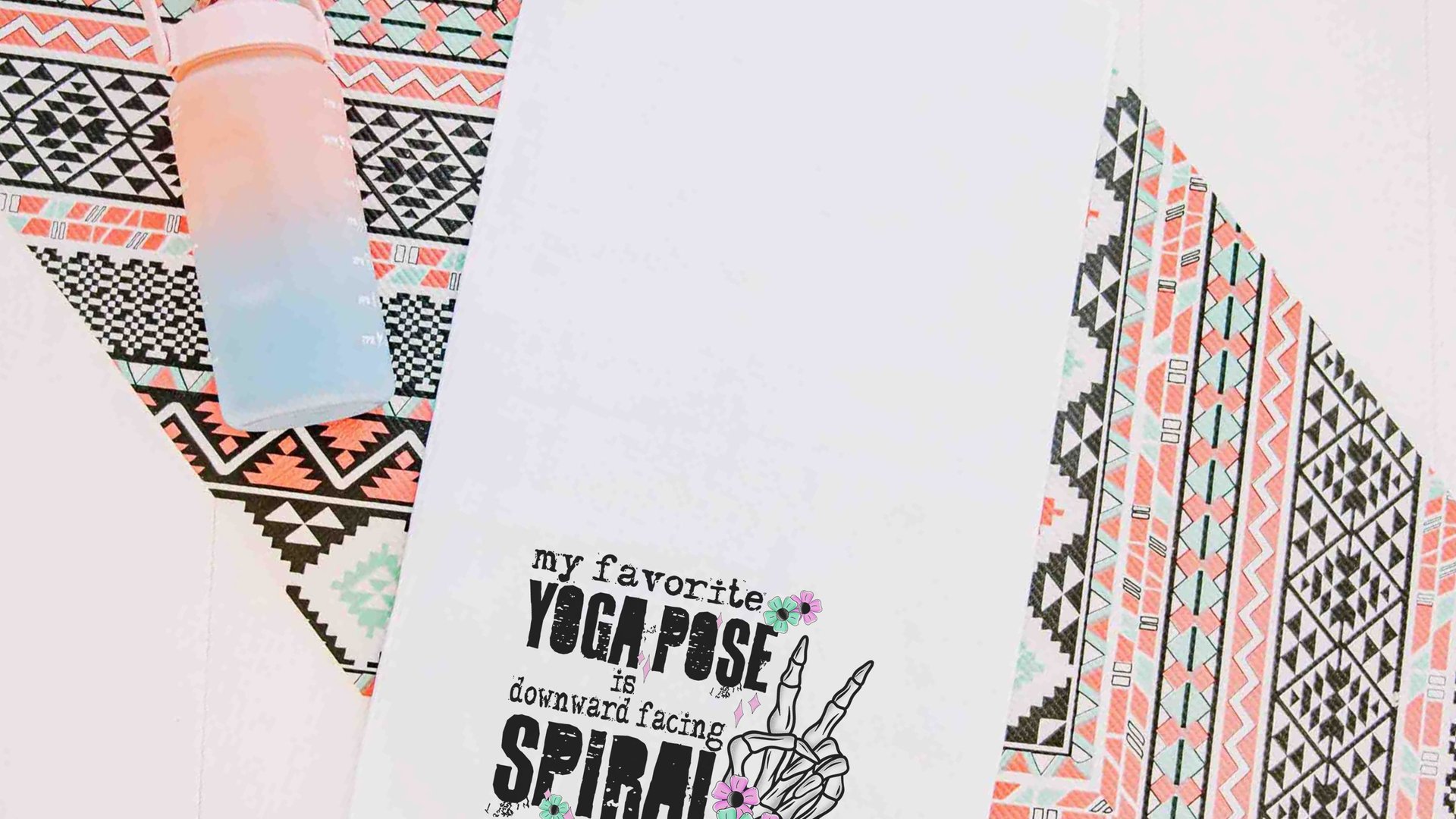 downward spiral funny yoga towels with grommet, snarky humor hot yoga gifts for women, gym bag accessories, workout gifts for her, yogi girl