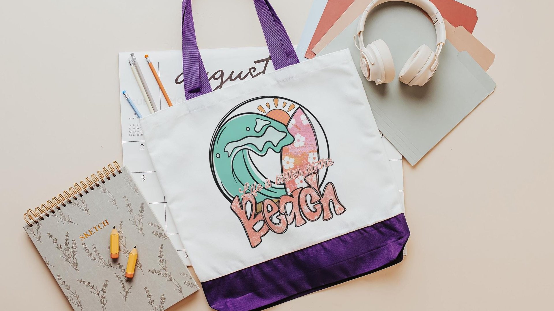 life is better at the beach summer tote bag for work, surfer girl gifts, cute beach bags for women, beach bachelorette party gifts for