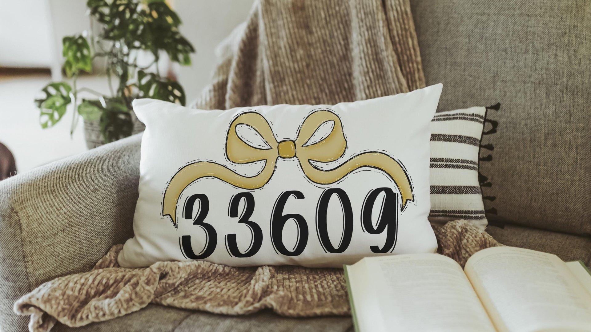 personalized cherry red school spirit coquette throw pillow for dorm, college gifts for girls, custom zip code pillow, college apartment