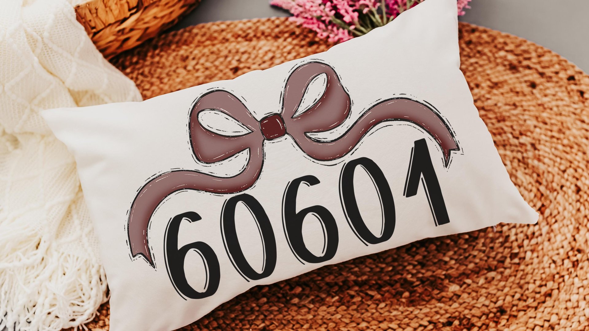 personalized Carolina blue school spirit coquette throw pillow for dorm, college gifts for her, custom zip code pillow, college apartment