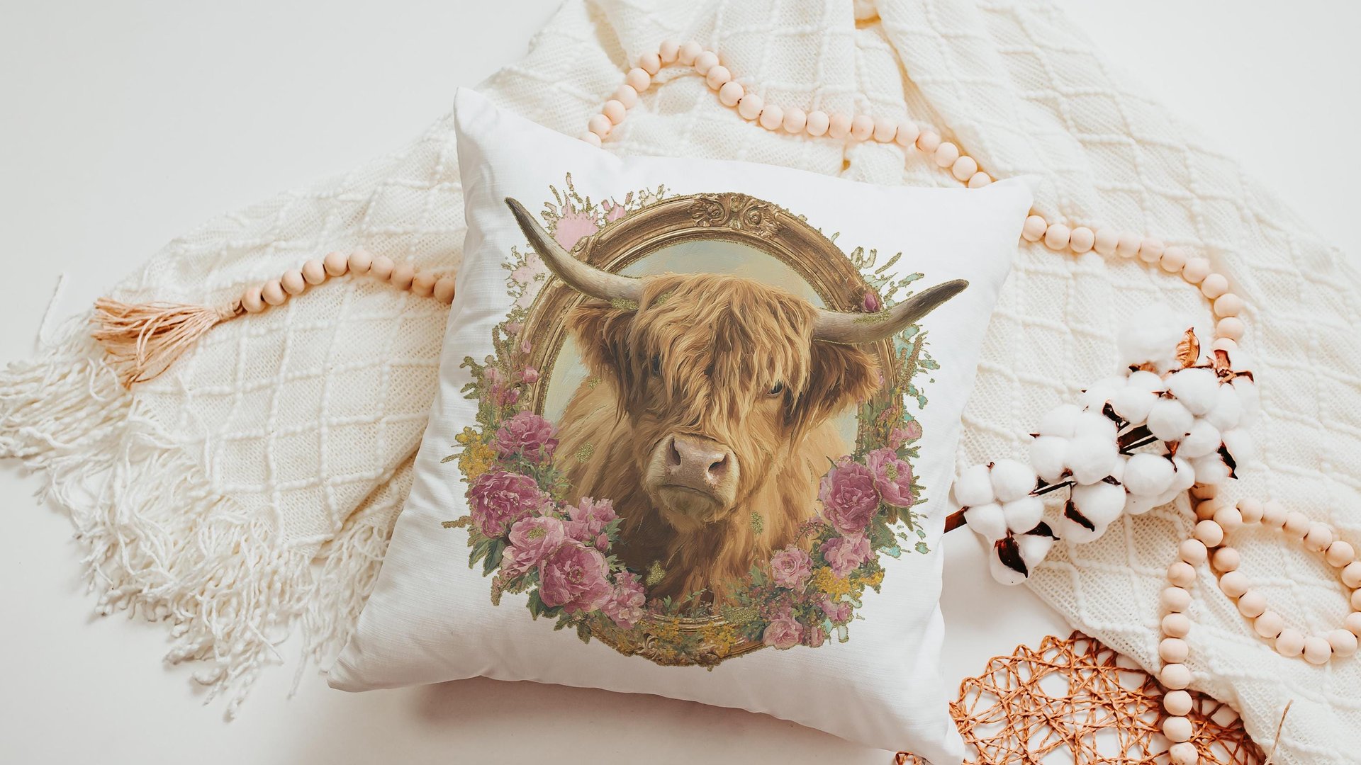shaggy cow kitchen towels for Christmas gifts for neighbors, highland cow kitchen decor, floral cow gifts for cow lovers, secret Santa gifts