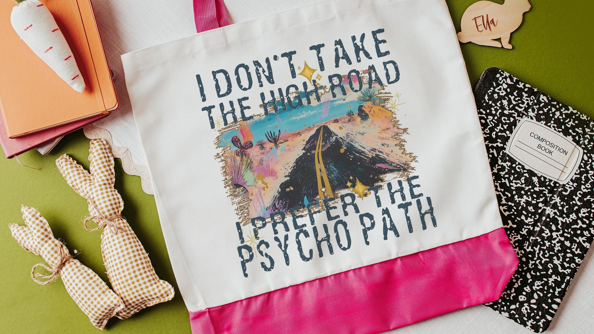 why take the high road funny tote bag unique gifts for best friends, I prefer the psychopath sarcastic gifts for coworkers, snarky tote for