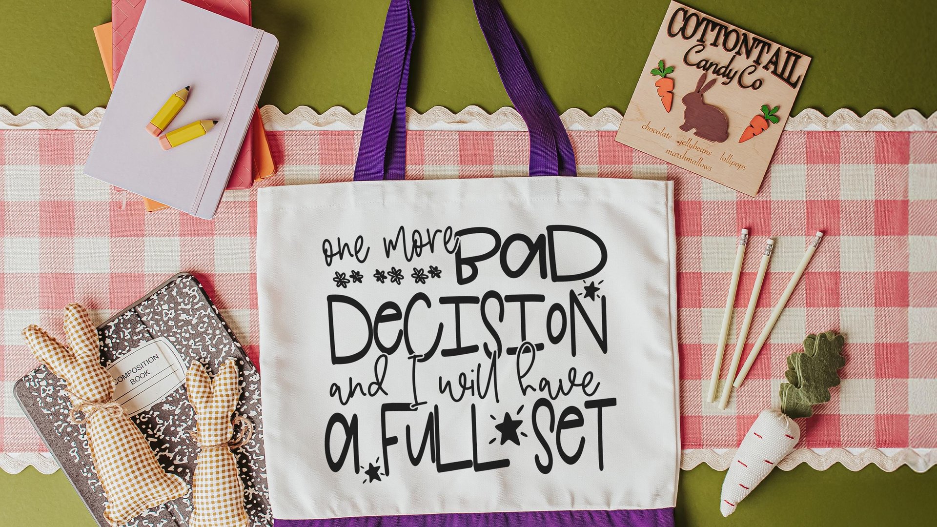 bad decisions quote funny tote bag divorce gift for her, bad decisions make good stories girls trip totes 2026, snarky gifts, reusable