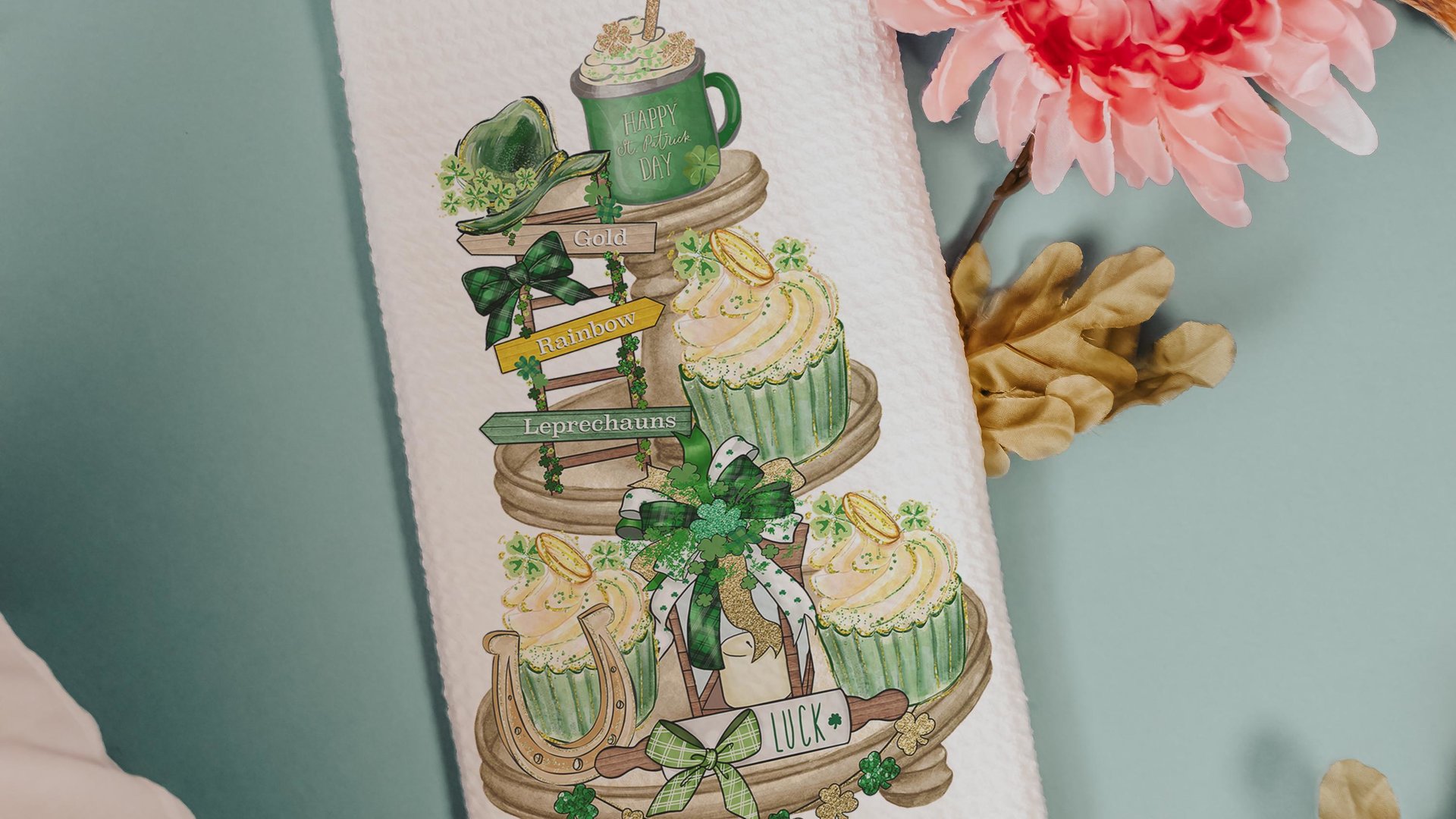 St Patricks day kitchen towel holiday home decor gifts for women, St Pattys day hand towels for bathroom, lucky horseshoe wedding gifts for
