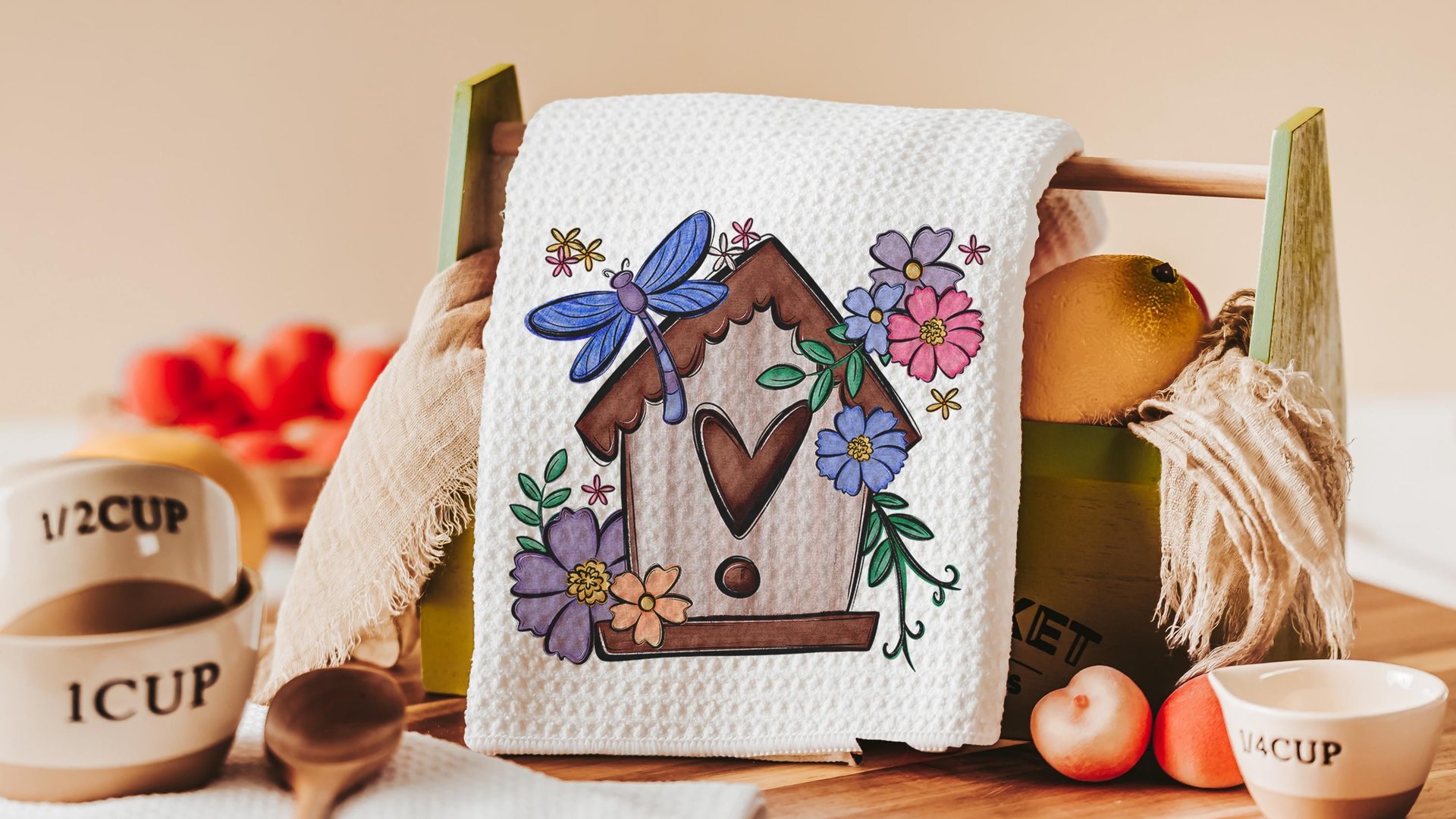 cute birdhouse floral throw pillow covers 18x18, bird lover gifts, Spring decor for home, bluebird kitchen towels for gifts, gardener gift