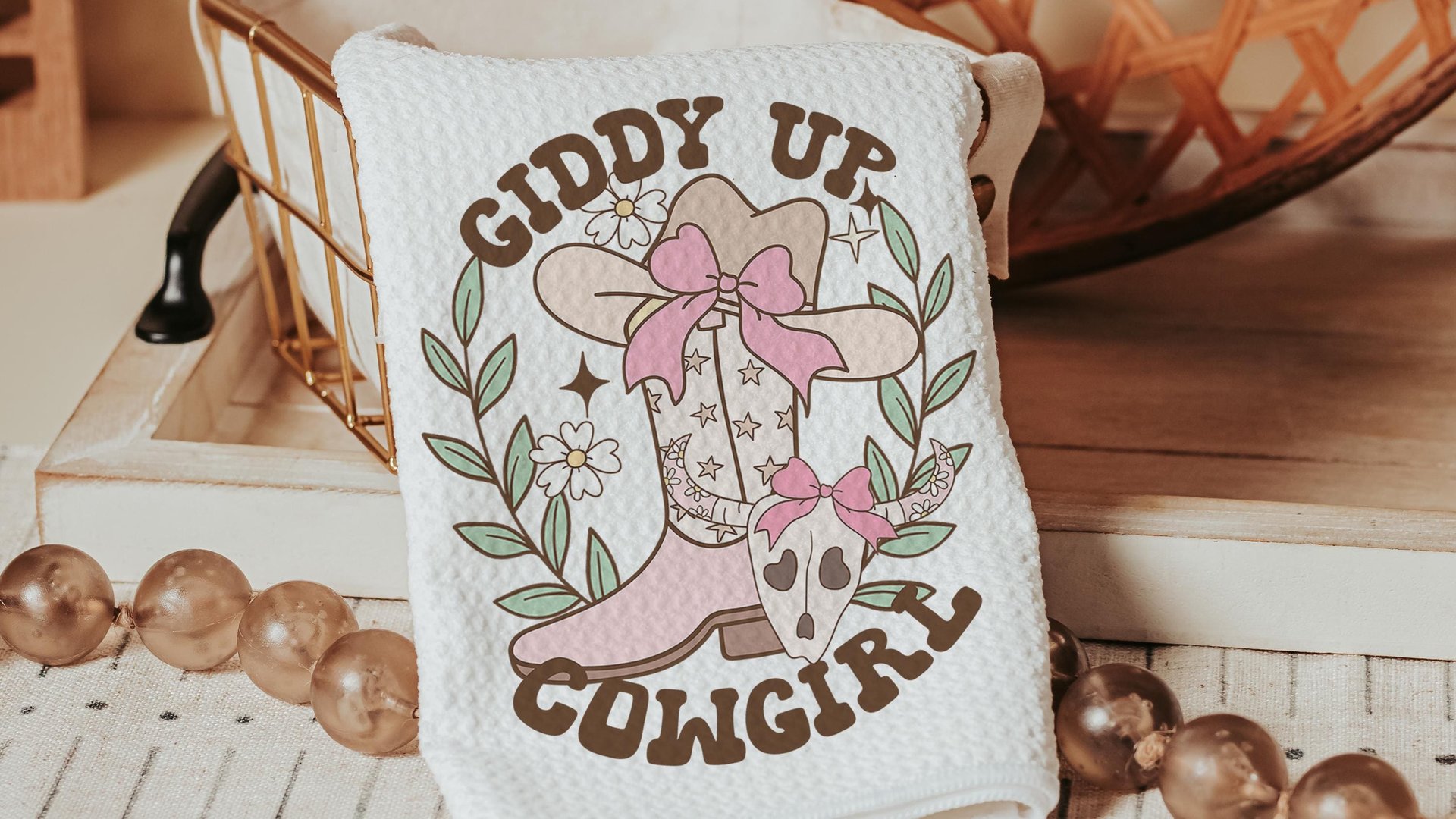 cowgirl coquette throw pillows for bed light pink western nursery decor girl, country girl kitchen towels for friends, cute Christmas gifts