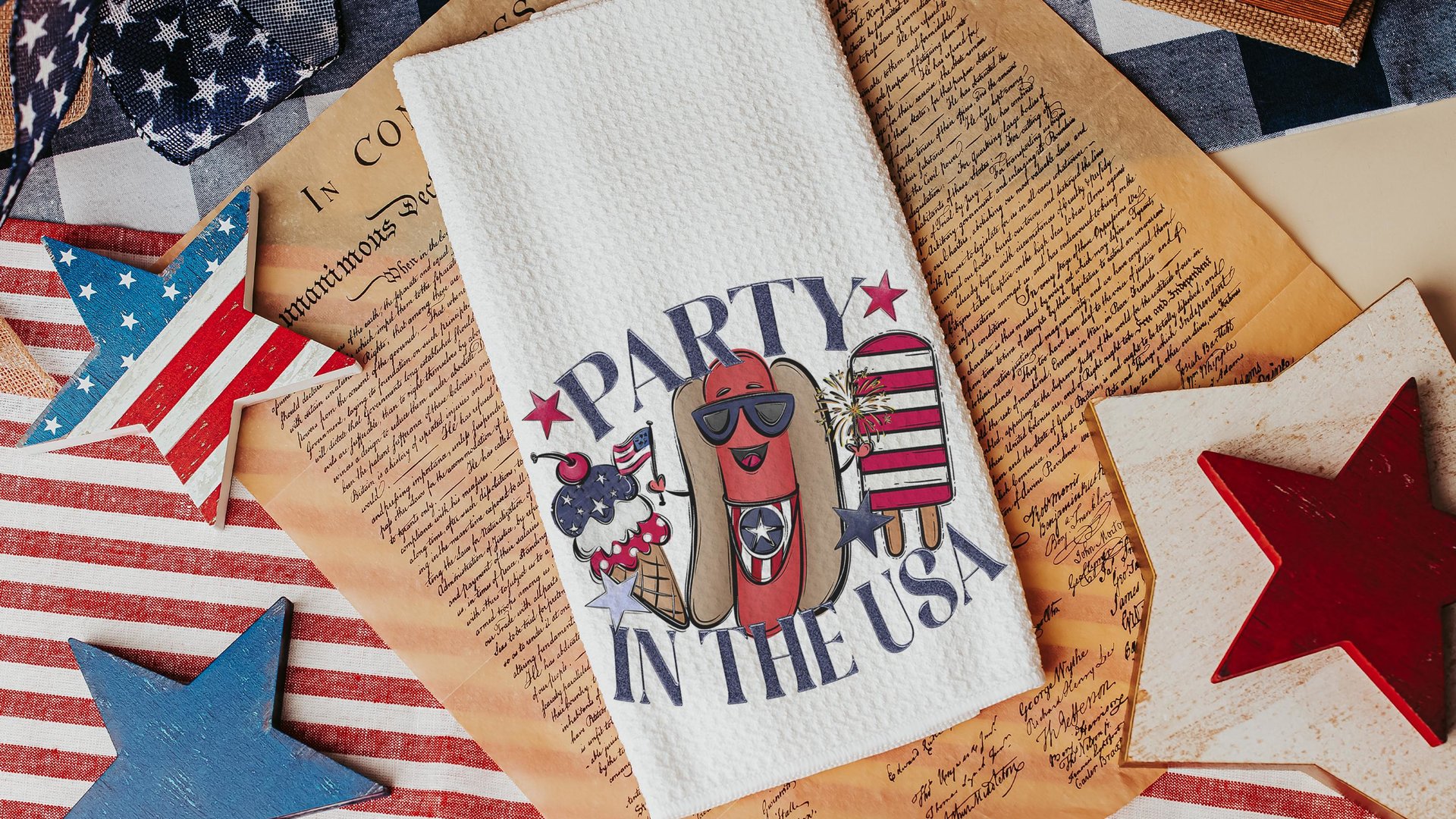 party in the USA 4th of July throw pillows for porch swing, American hot dog funny accent pillow covers 18x18, patriotic gifts for women