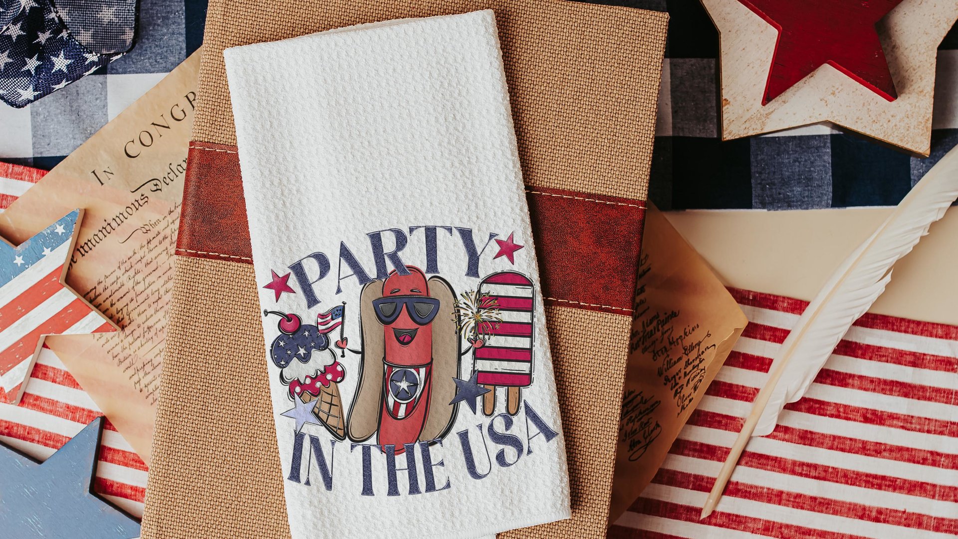 party in the USA 4th of July throw pillows for porch swing, American hot dog funny accent pillow covers 18x18, patriotic gifts for women
