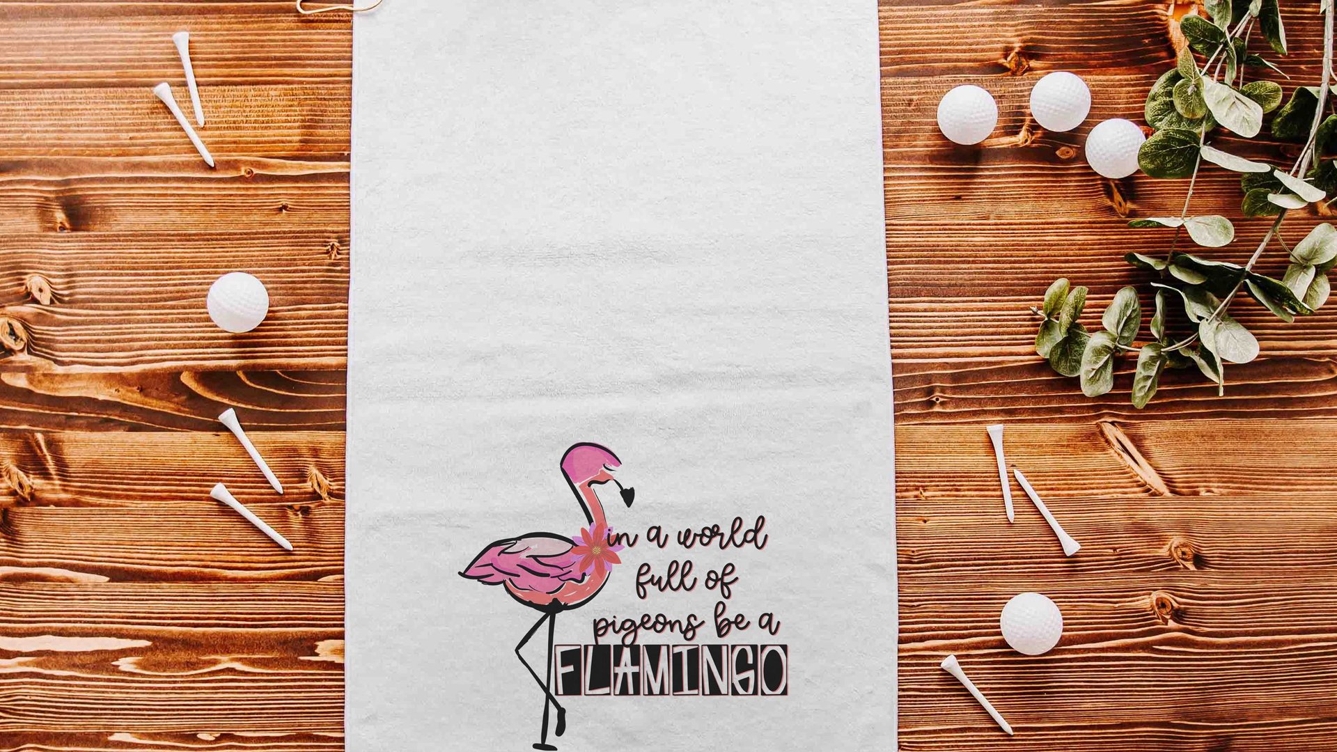 be a flamingo inspirational golf towels with grommet, cute golf bag accessories for women, funny golf gifts for ladies, flamingo gifts for