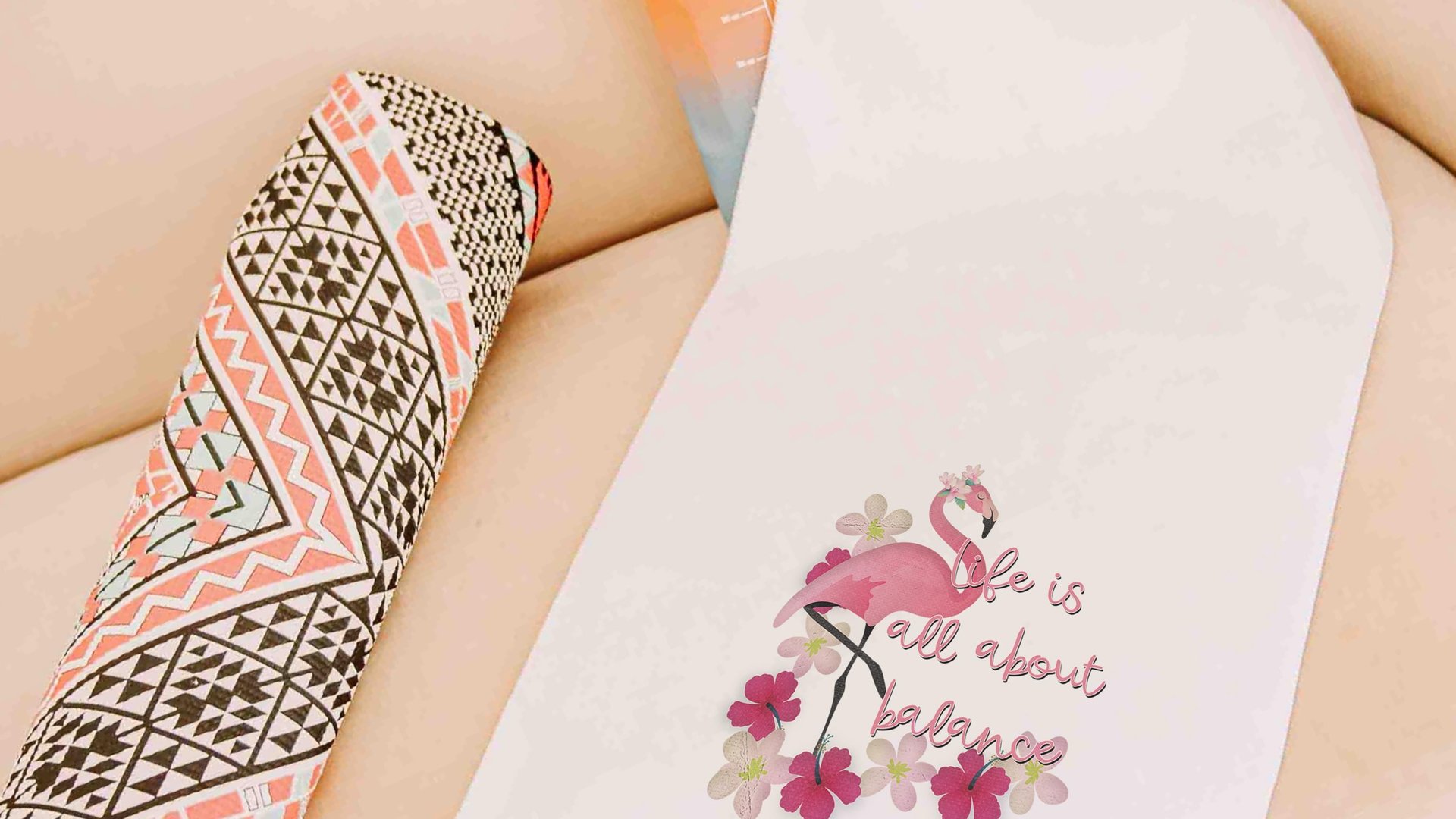 it's all about balance sweat towel with grommet, flamingo gifts for adults, cute yoga towel, gym bag accessories, workout gifts for her