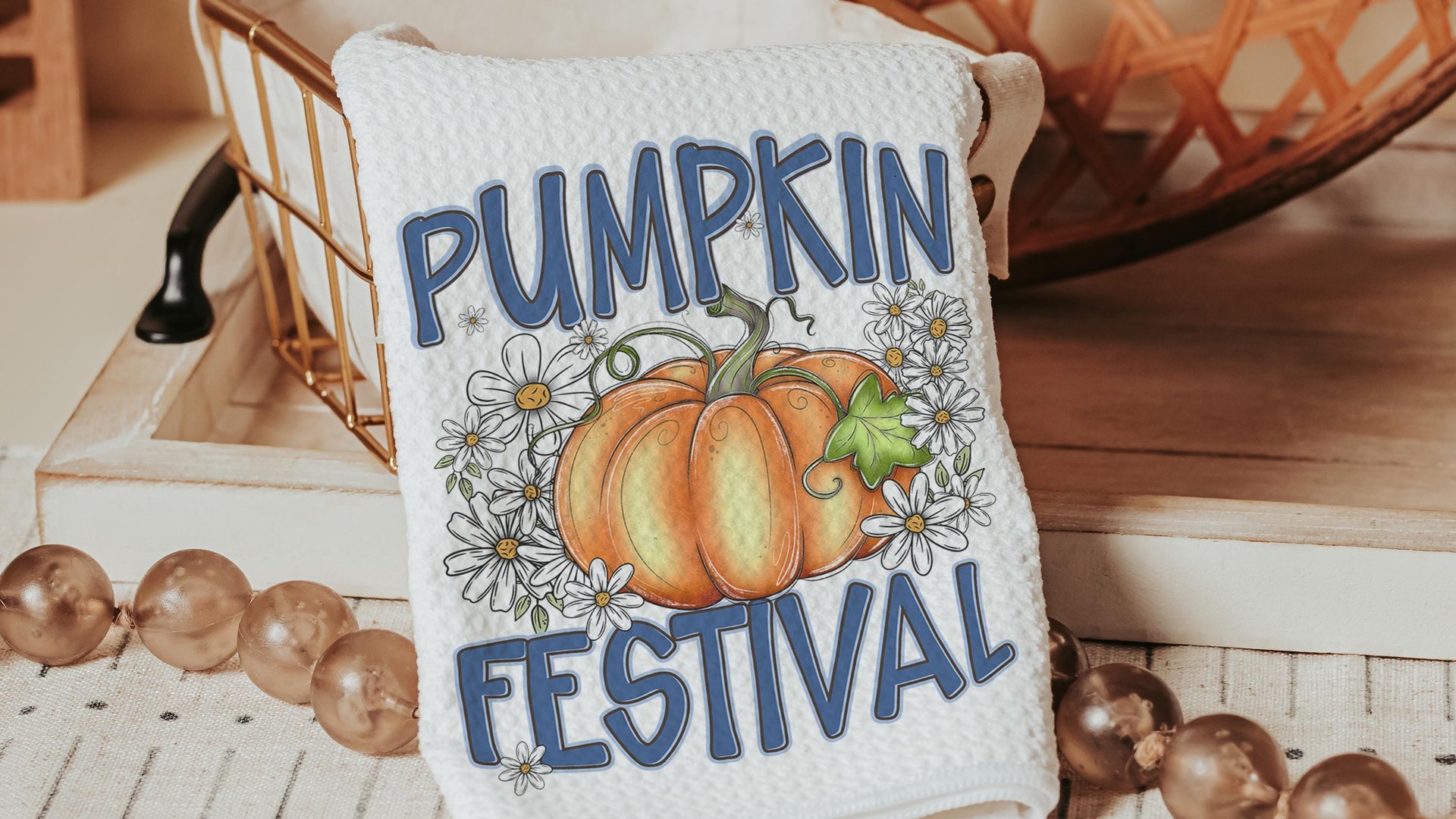 pumpkin festival fall kitchen towel for mom, gardening gifts for women, pumpkin kitchen decor, pumpkin patch autumn hand towels for bathroom