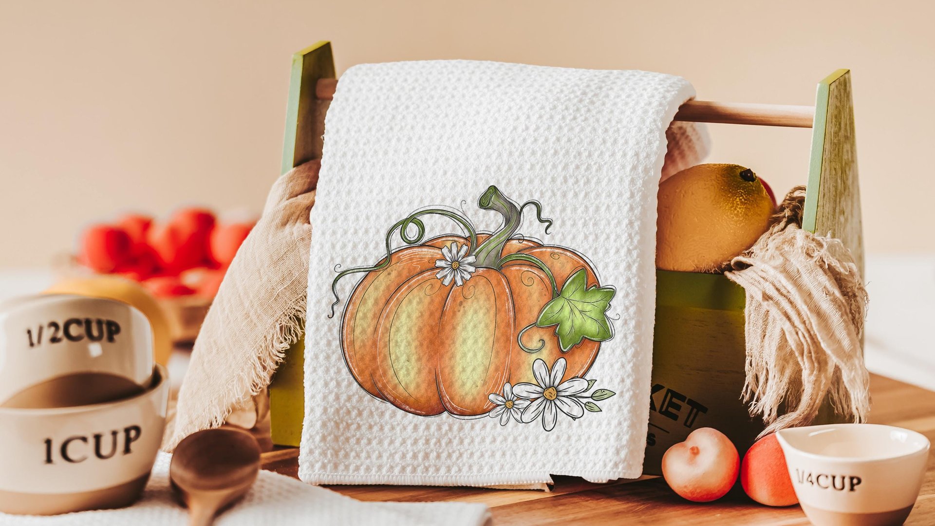 pumpkin festival fall kitchen towel for mom, gardening gifts for women, pumpkin kitchen decor, pumpkin patch autumn hand towels for bathroom