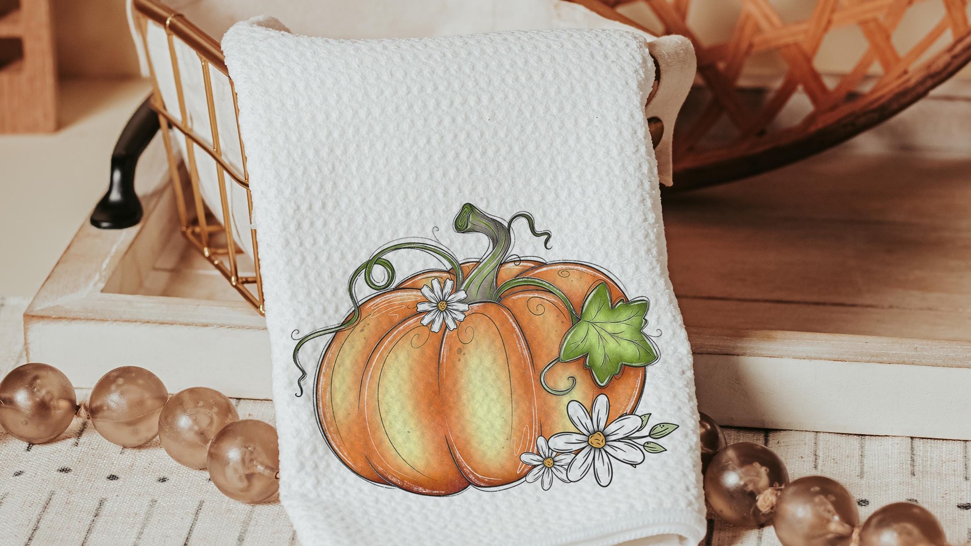 pumpkin festival fall kitchen towel for mom, gardening gifts for women, pumpkin kitchen decor, pumpkin patch autumn hand towels for bathroom