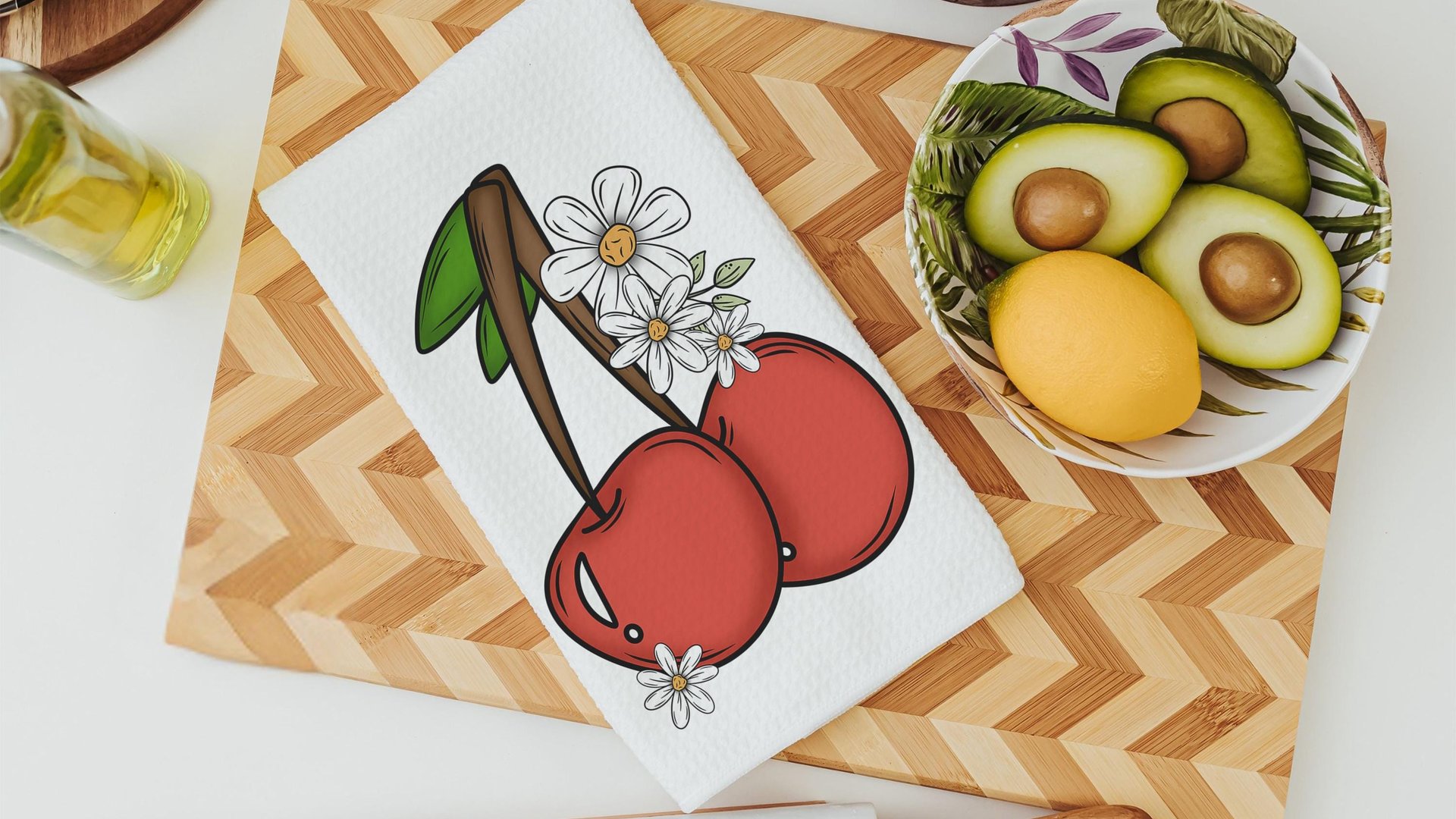 cherry festival fruit kitchen towels for summer hand towels for bathroom, cherry kitchen decor, Michigan gifts for adults, trendy kitchen