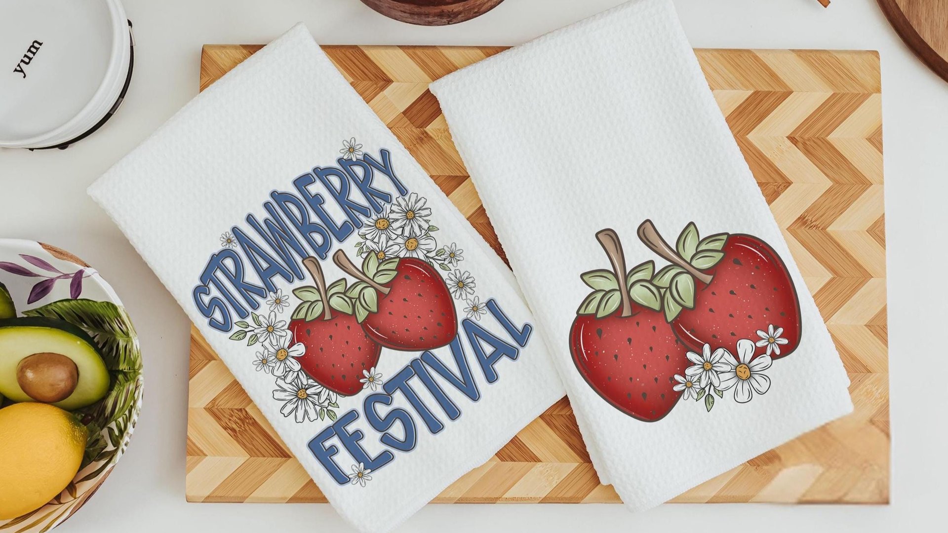 strawberry kitchen towel for mom, berry good time strawberry festival summer vibes fruit kitchen decor, cute hand towels for bathroom, best