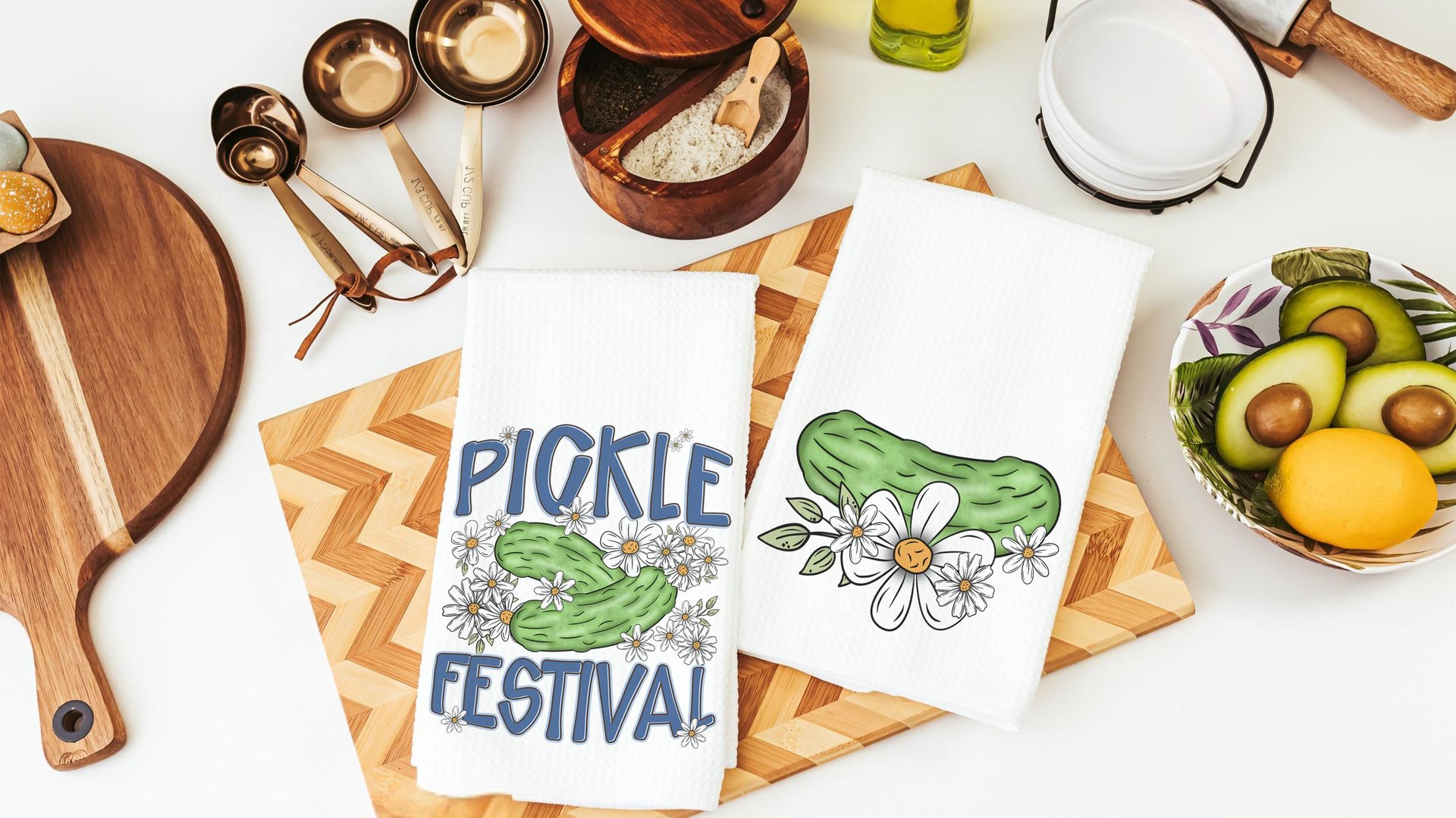 pickle festival pickle kitchen towels for mom, gardening gifts for women, pickle themed gifts, funny kitchen decor, cute hand towels guest