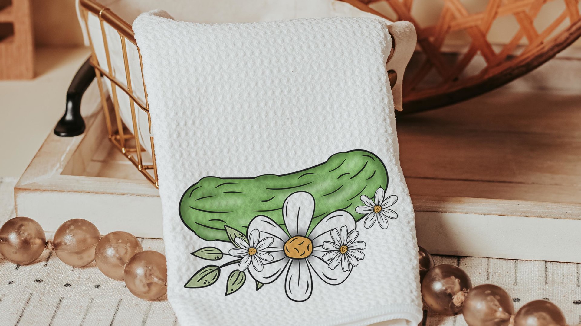 pickle festival pickle kitchen towels for mom, gardening gifts for women, pickle themed gifts, funny kitchen decor, cute hand towels guest