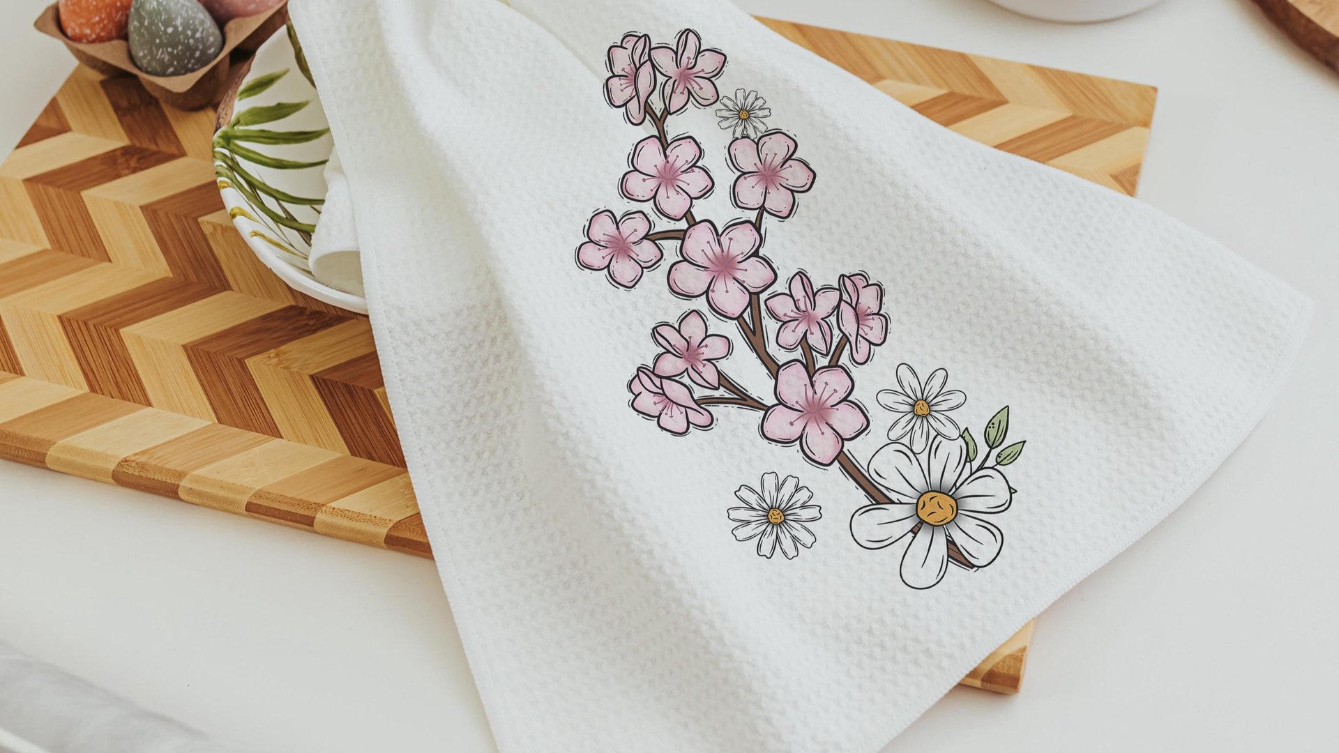 cherry blossom festival Sakura kitchen towels for summer hand towels for bathroom, Japanese aesthetic floral kitchen decor, Washington DC