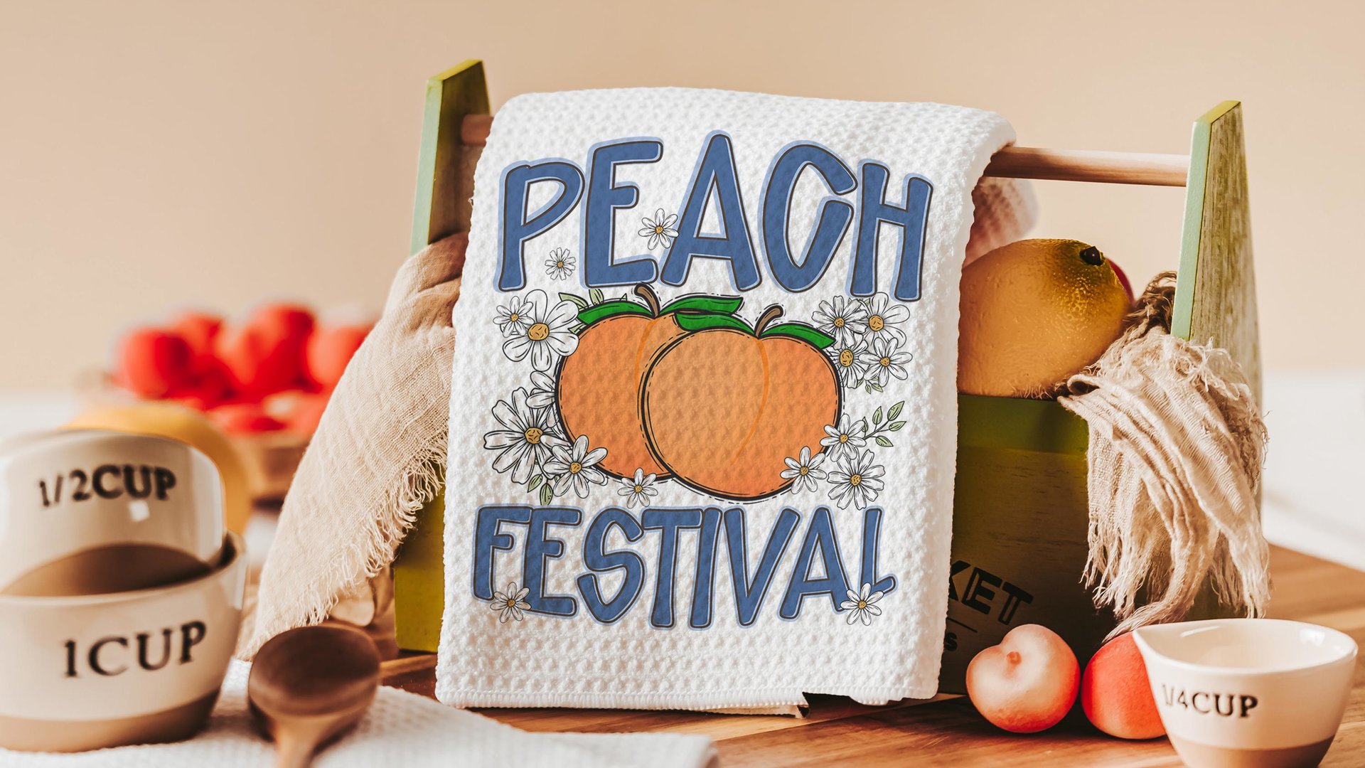 peach festival fruit kitchen towels for summer hand towels for bathroom, sweet as a peach kitchen decor, moving to Georgia gifts, Michigan